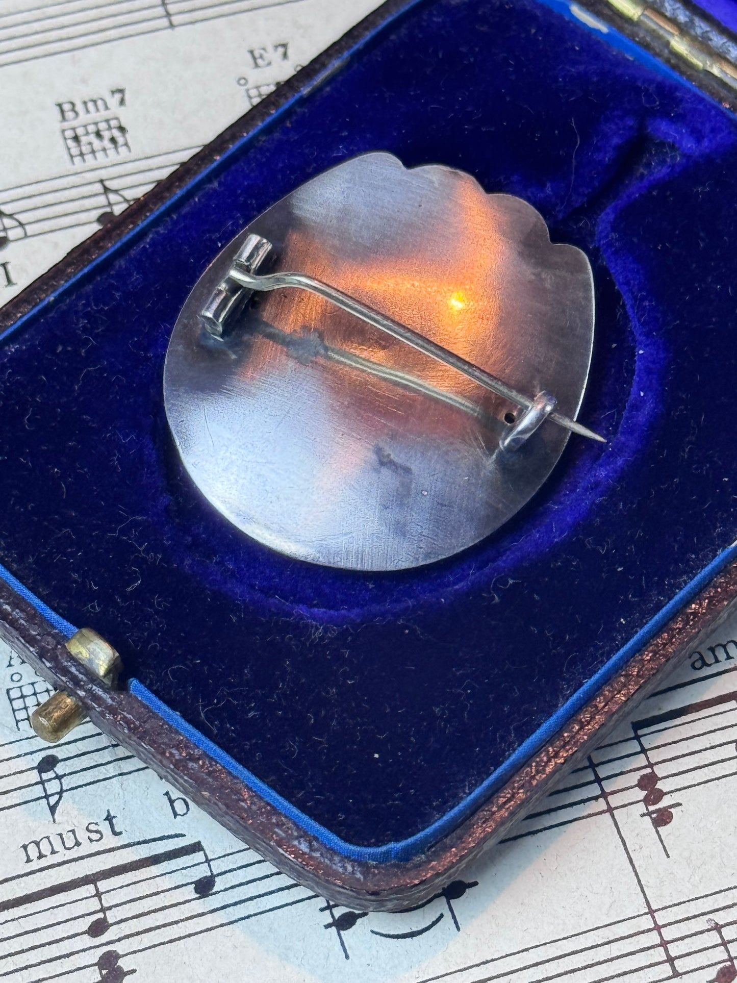 Antique Victorian Horseshoe Heart Brooch Unmarked Tested Silver 1.25” Lucky Pin