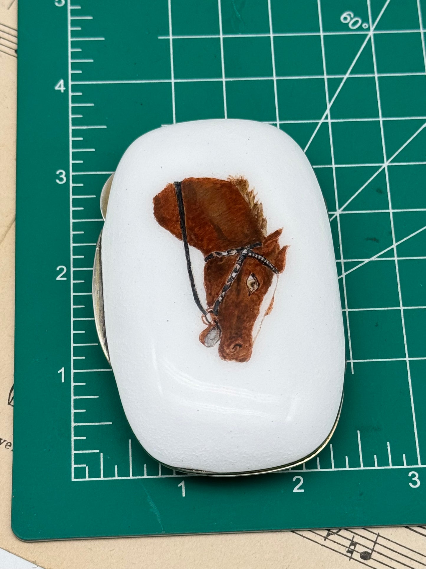 Snuff Box “Savonette” Horse Head Equestrian Design 800 Silver Made in Italy Enameled EXQUISITE