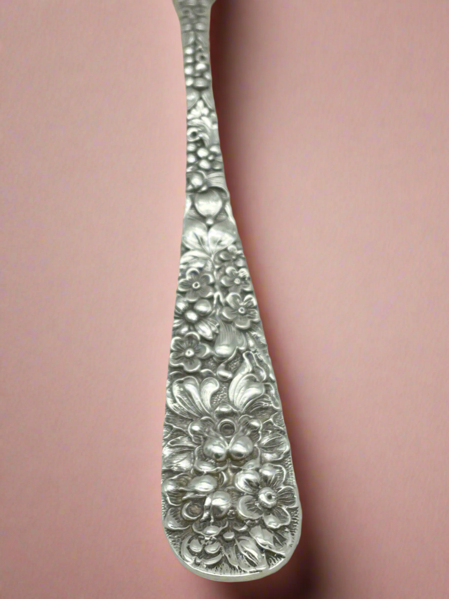 Vintage Stieff Rose Flatware Sterling Silver .925 Salad SERVING Spoon 8"