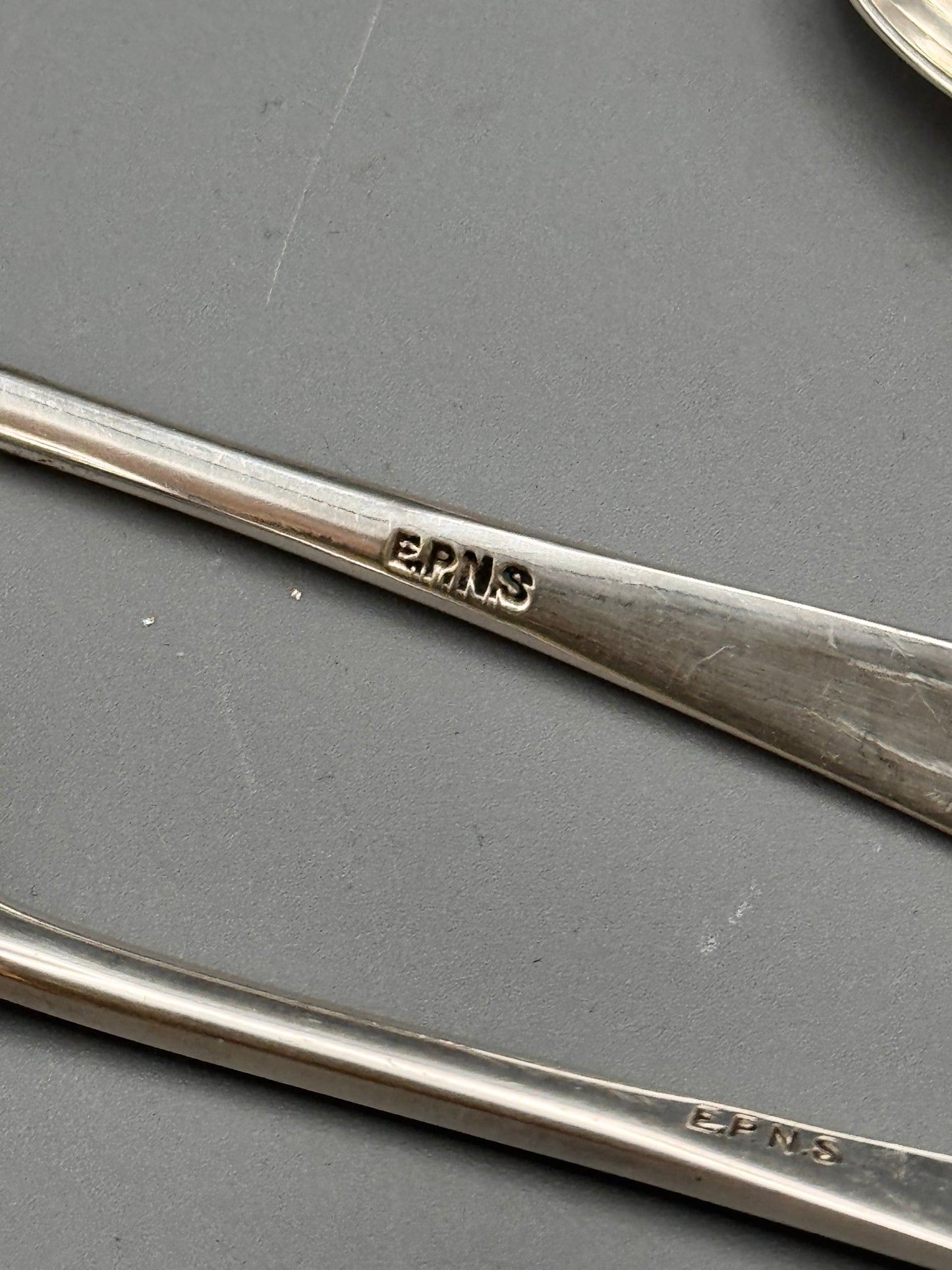 English Art Deco EPNS Grapefruit Spoons – Set of 6 Silver Plate Citrus Spoons