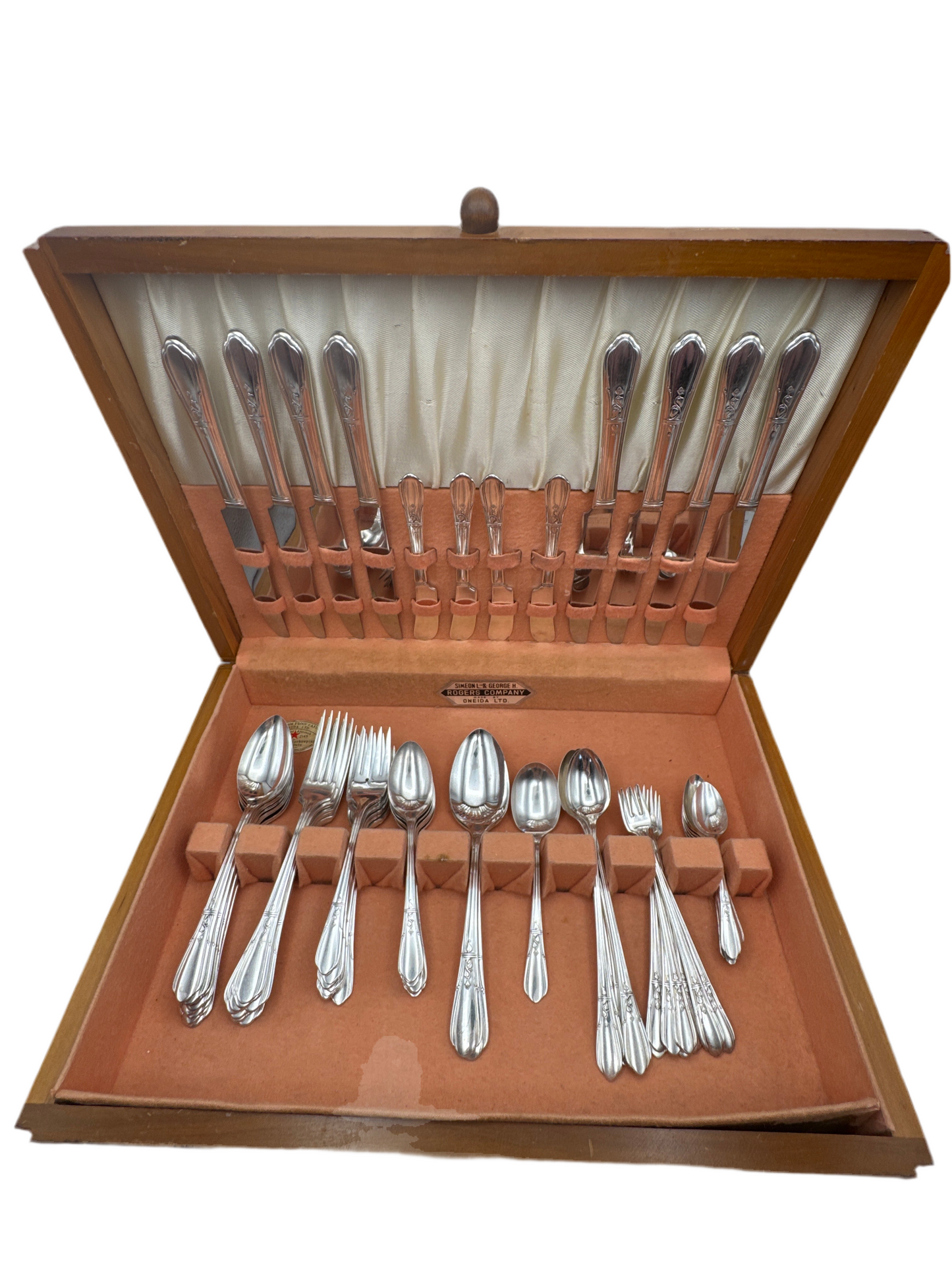 Silverplate Silverware Set 82 Pc Oneida Simeon L & George H Rogers Countess II Pattern 1936 w/ Wooden Chest FREE SHIPPING‼️