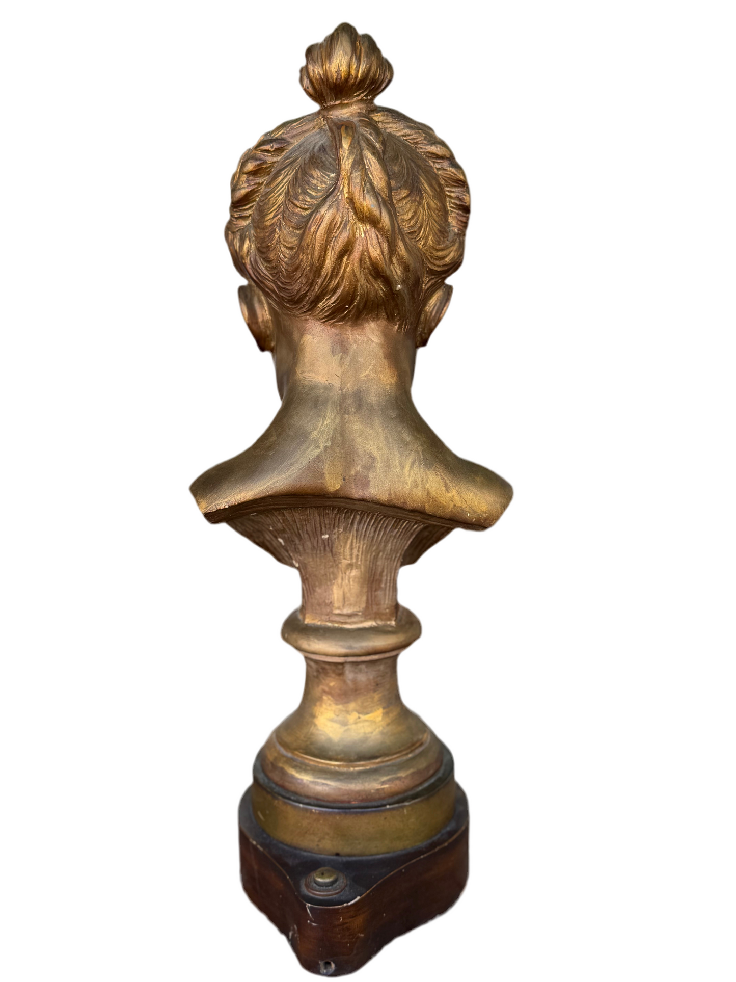 Antique STYLE French Girl Bust reproduction of a work by the French sculptor Jacques François Joseph Saly (1717-1776). SUBSTANTIAL Estate Find On Wooden Base 21”h