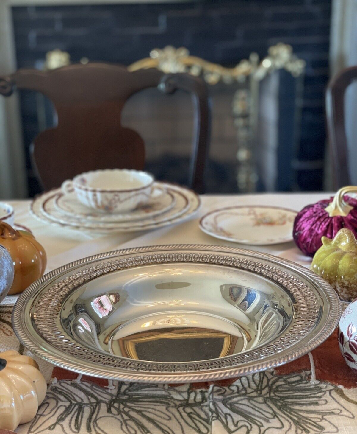 Reticulated Silver Plated Bowl circa 12” by Wm. Rogers