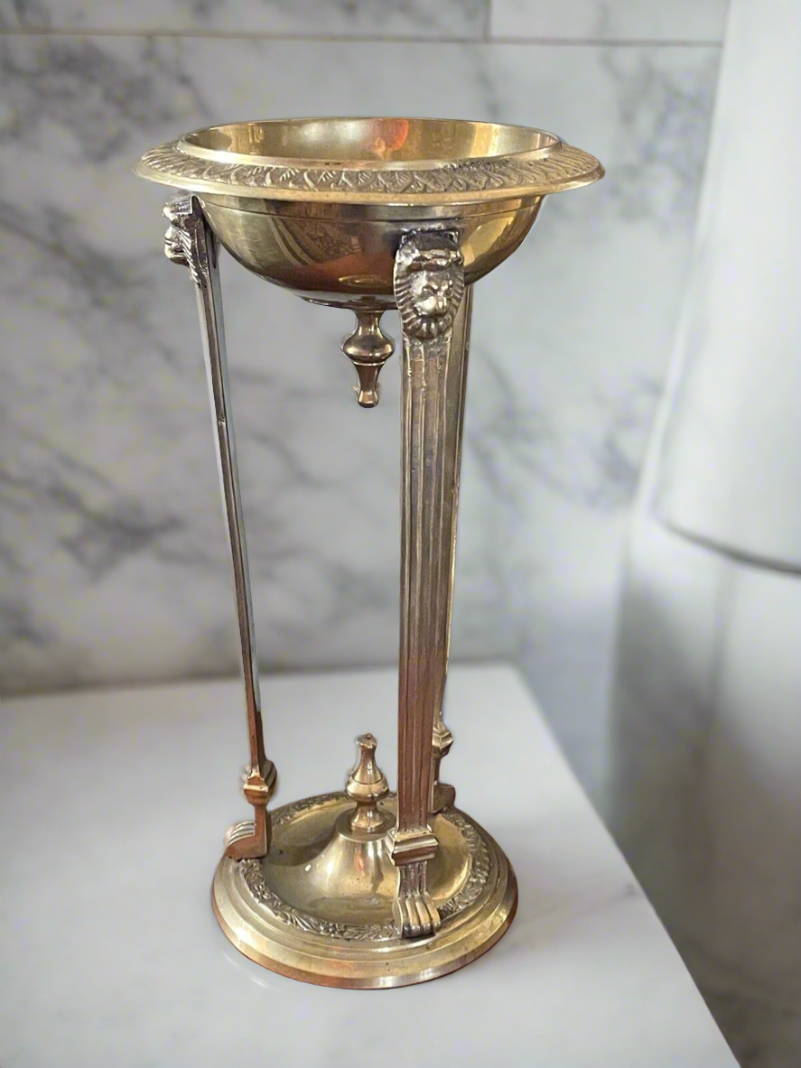 Vintage Victorian Style Brass Candle Holder Lions Head Design