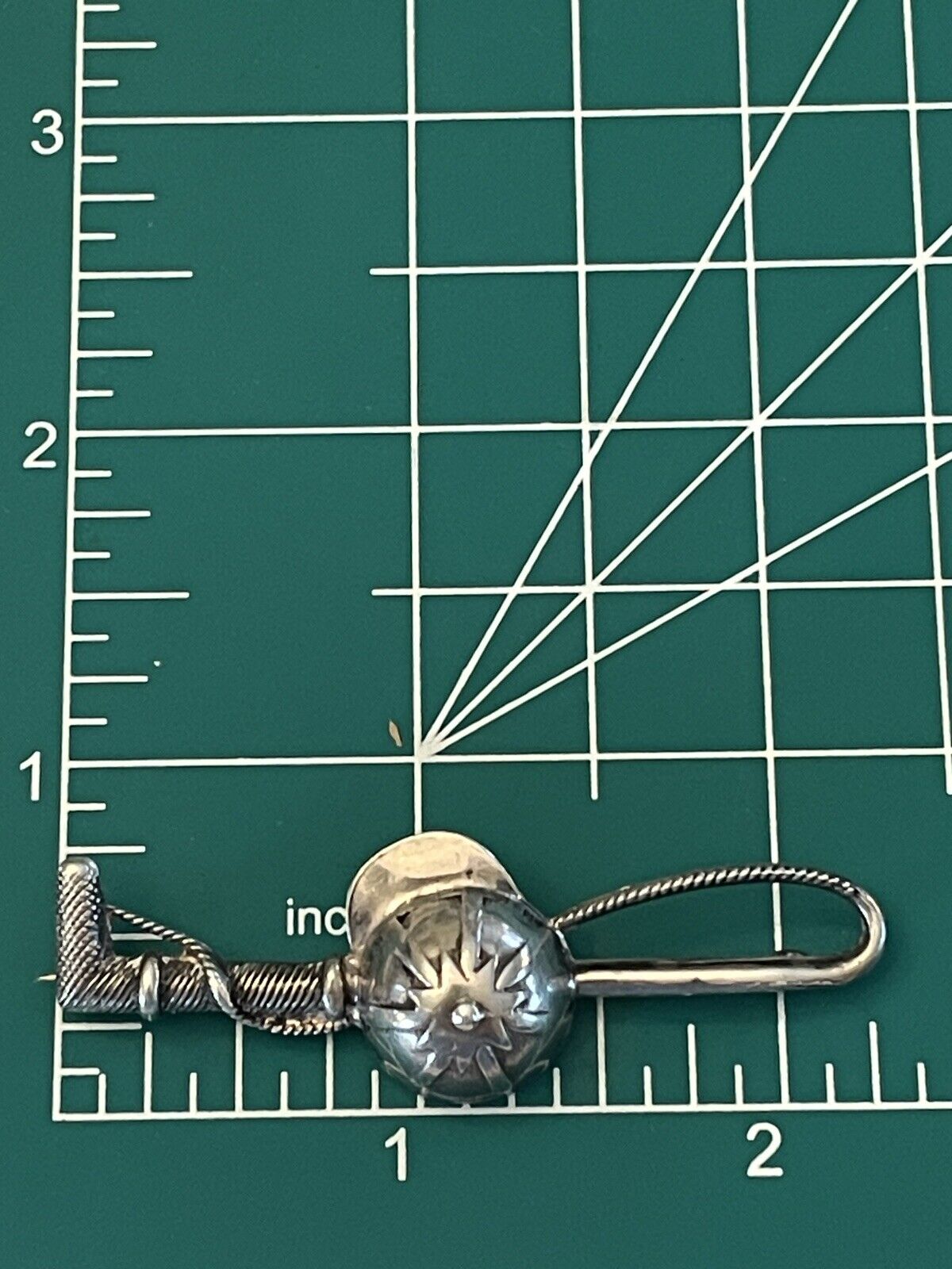 Equestrian Sterling Silver Jockey Crop & Cap Brooch VINTAGE