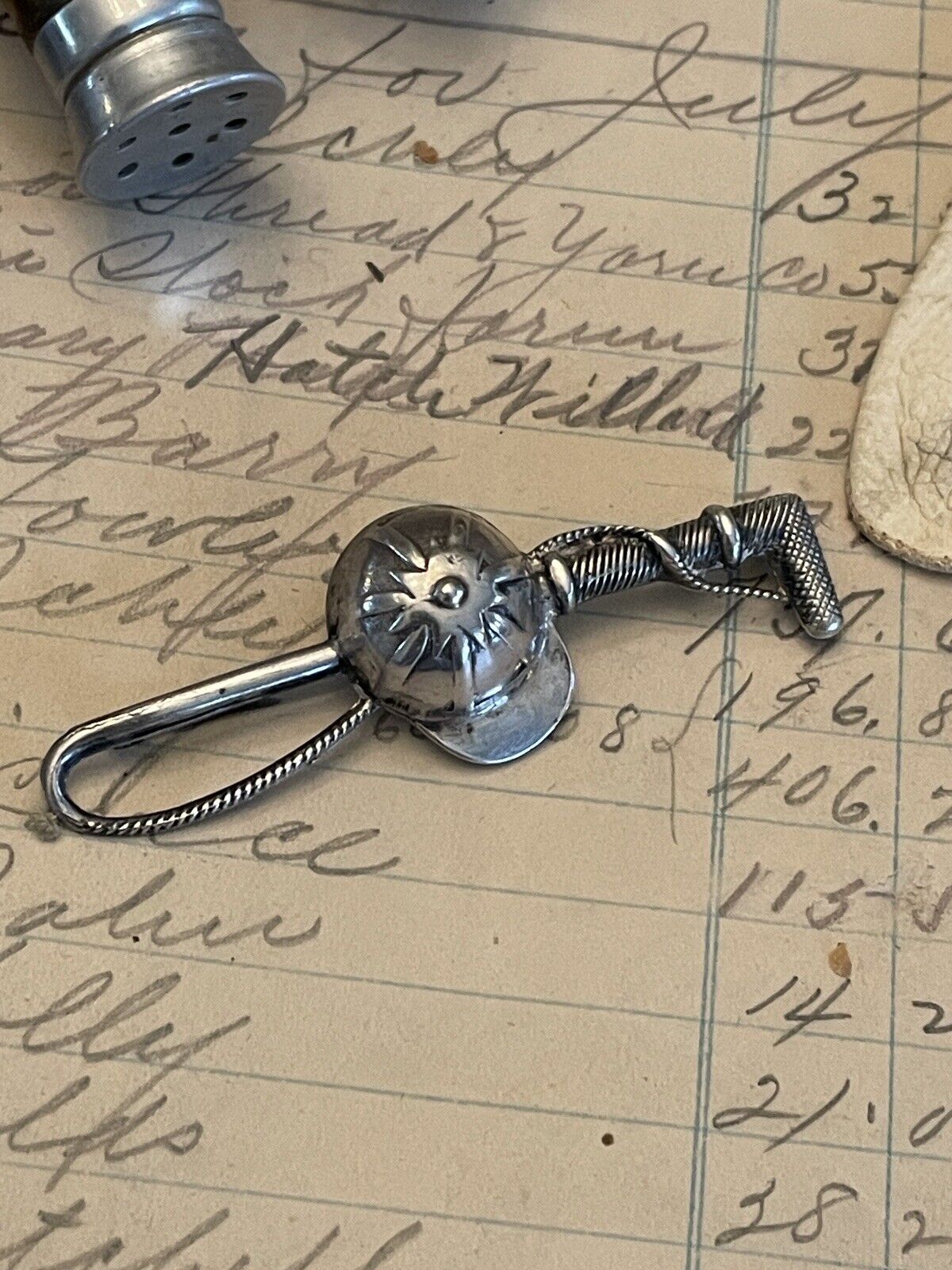 Equestrian Sterling Silver Jockey Crop & Cap Brooch VINTAGE