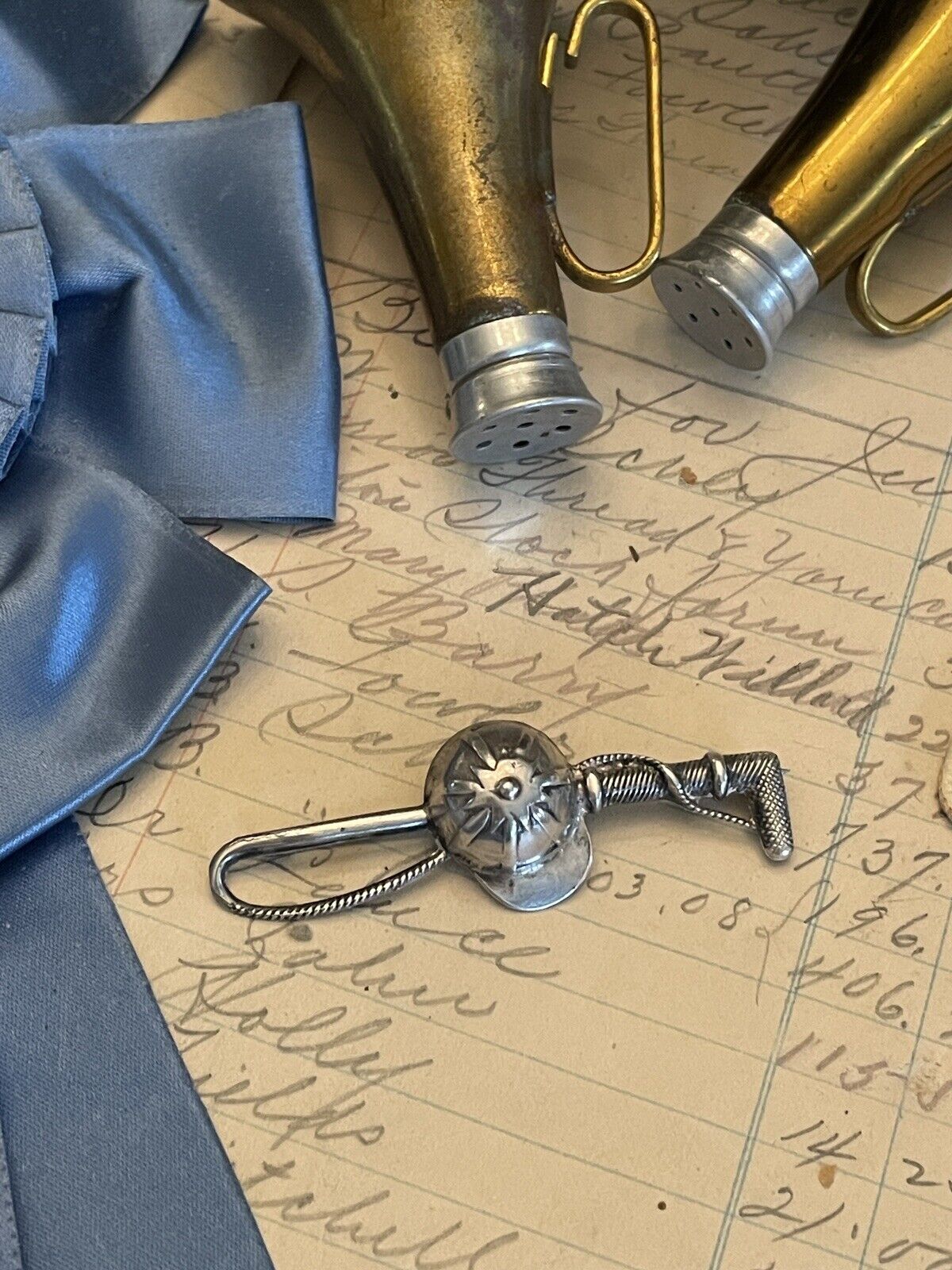 Equestrian Sterling Silver Jockey Crop & Cap Brooch VINTAGE