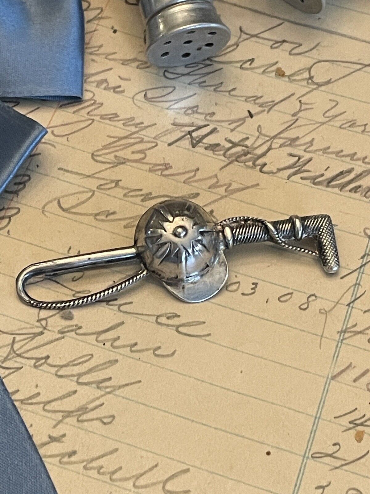 Equestrian Sterling Silver Jockey Crop & Cap Brooch VINTAGE