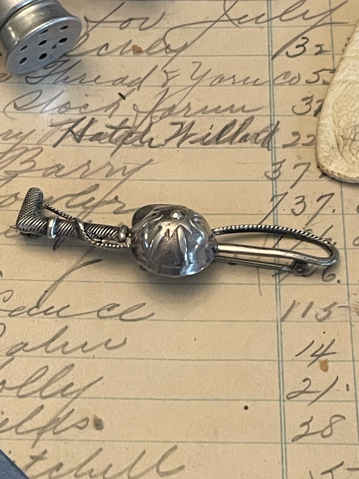Equestrian Sterling Silver Jockey Crop & Cap Brooch VINTAGE