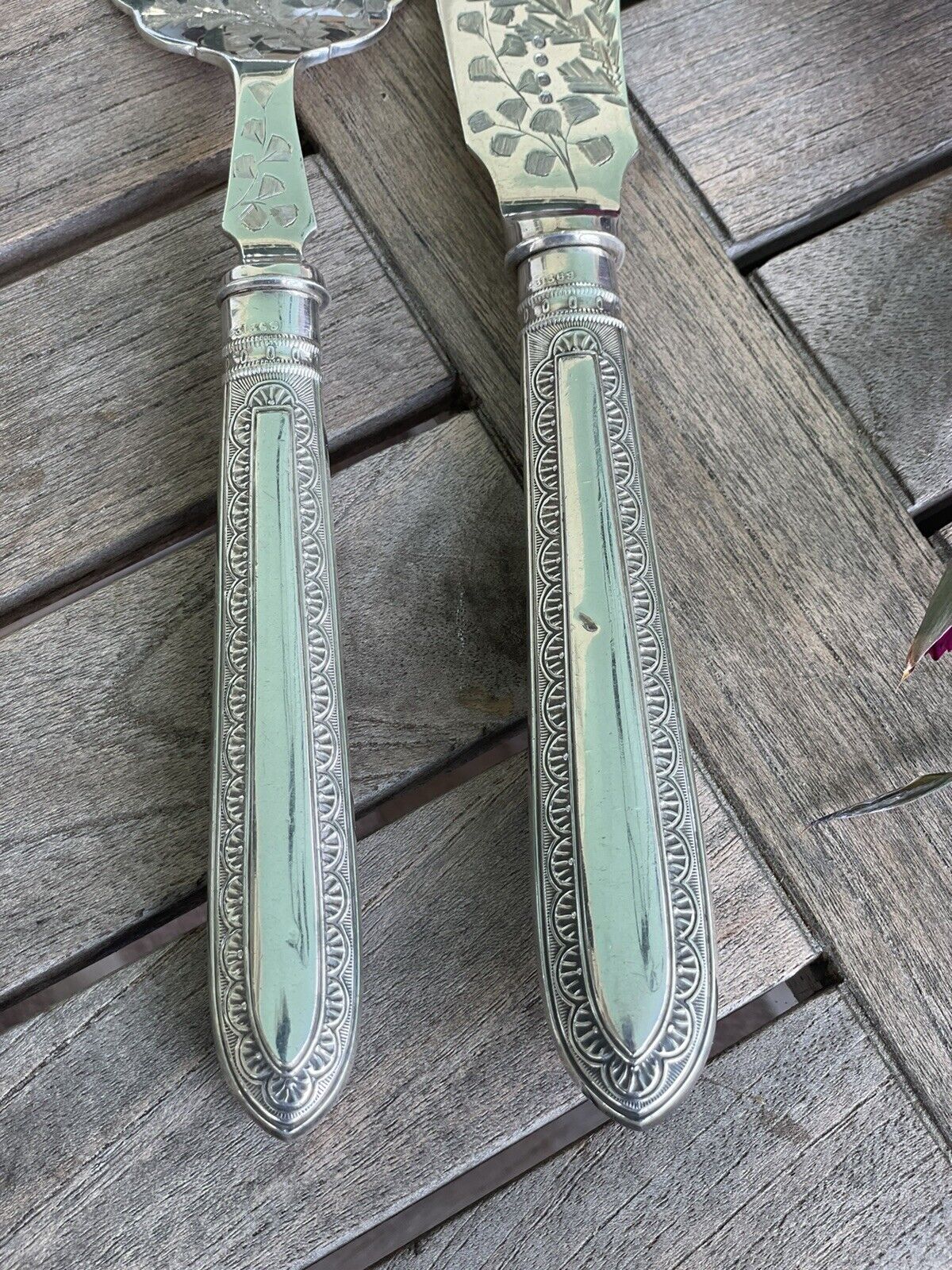 VICTORIAN Serving Set ANTIQUE Allen & Darwin In Case SILVER-PLATE
