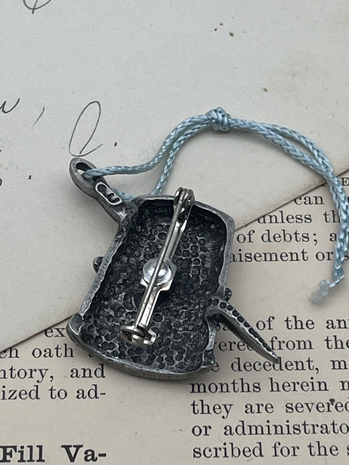 Vintage Pewter Thimble with Needle and Thread Brooch By J J Novelty Brooch