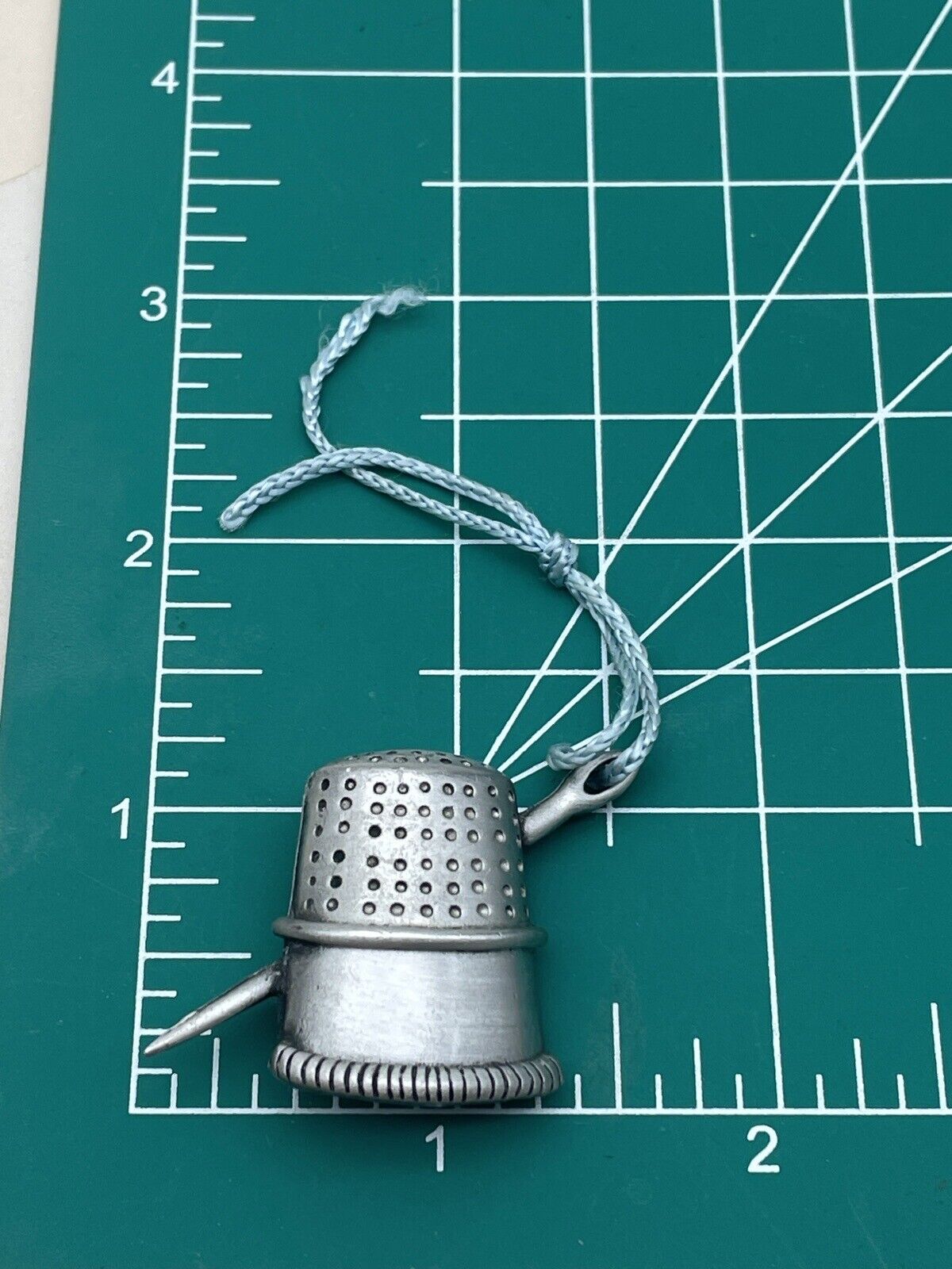Vintage Pewter Thimble with Needle and Thread Brooch By J J Novelty Brooch