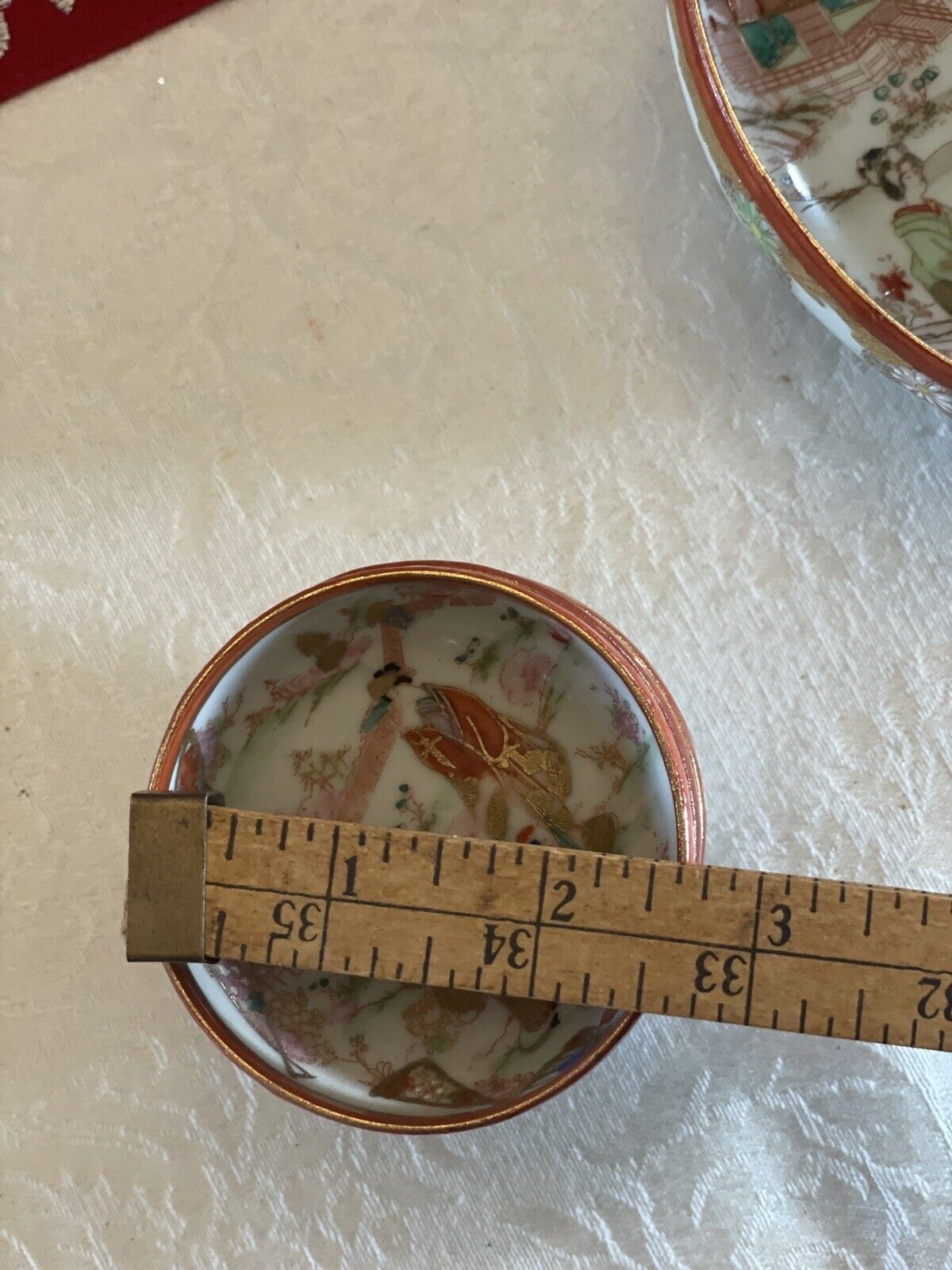 Geisha Nut Bowl Set Hand Painted Large Bowl With 4 Small VINTAGE