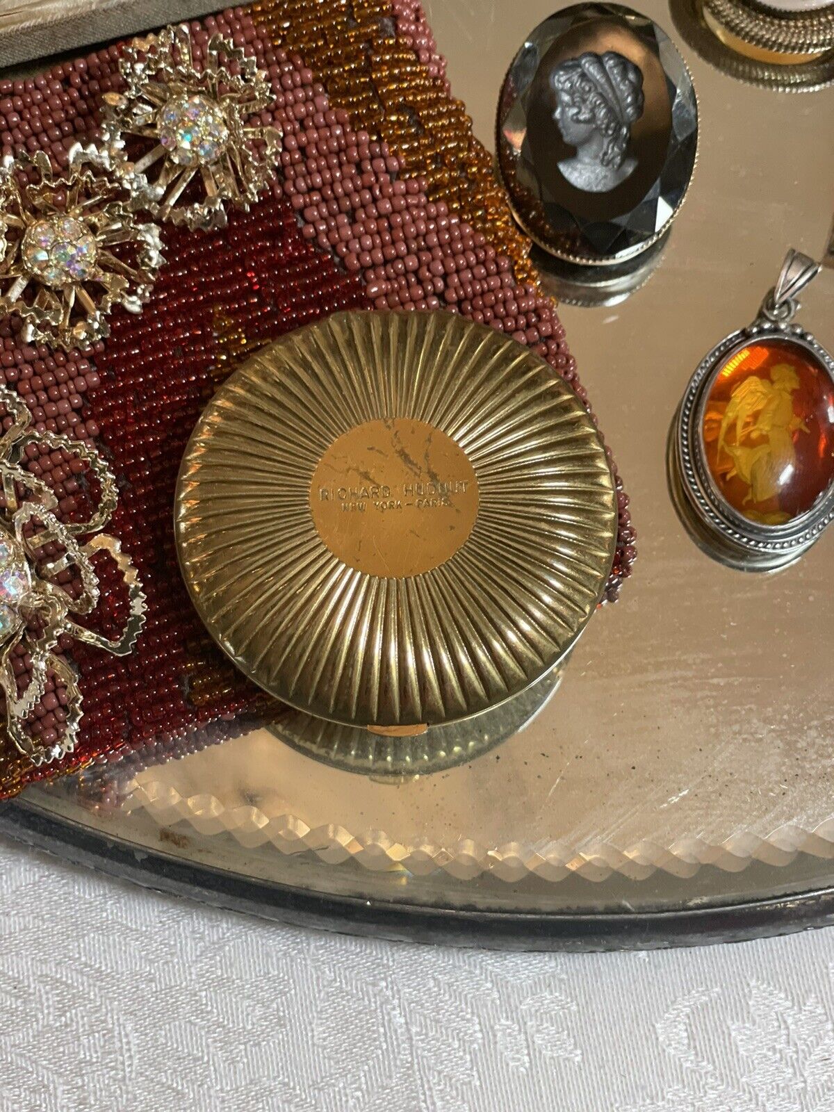 VINTAGE Compact Richard Hudnot Gold Tone no Powder Estate Find