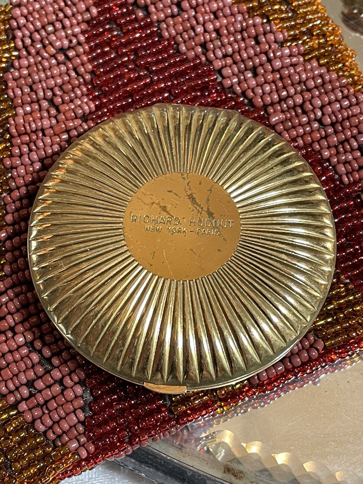 VINTAGE Compact Richard Hudnot Gold Tone no Powder Estate Find