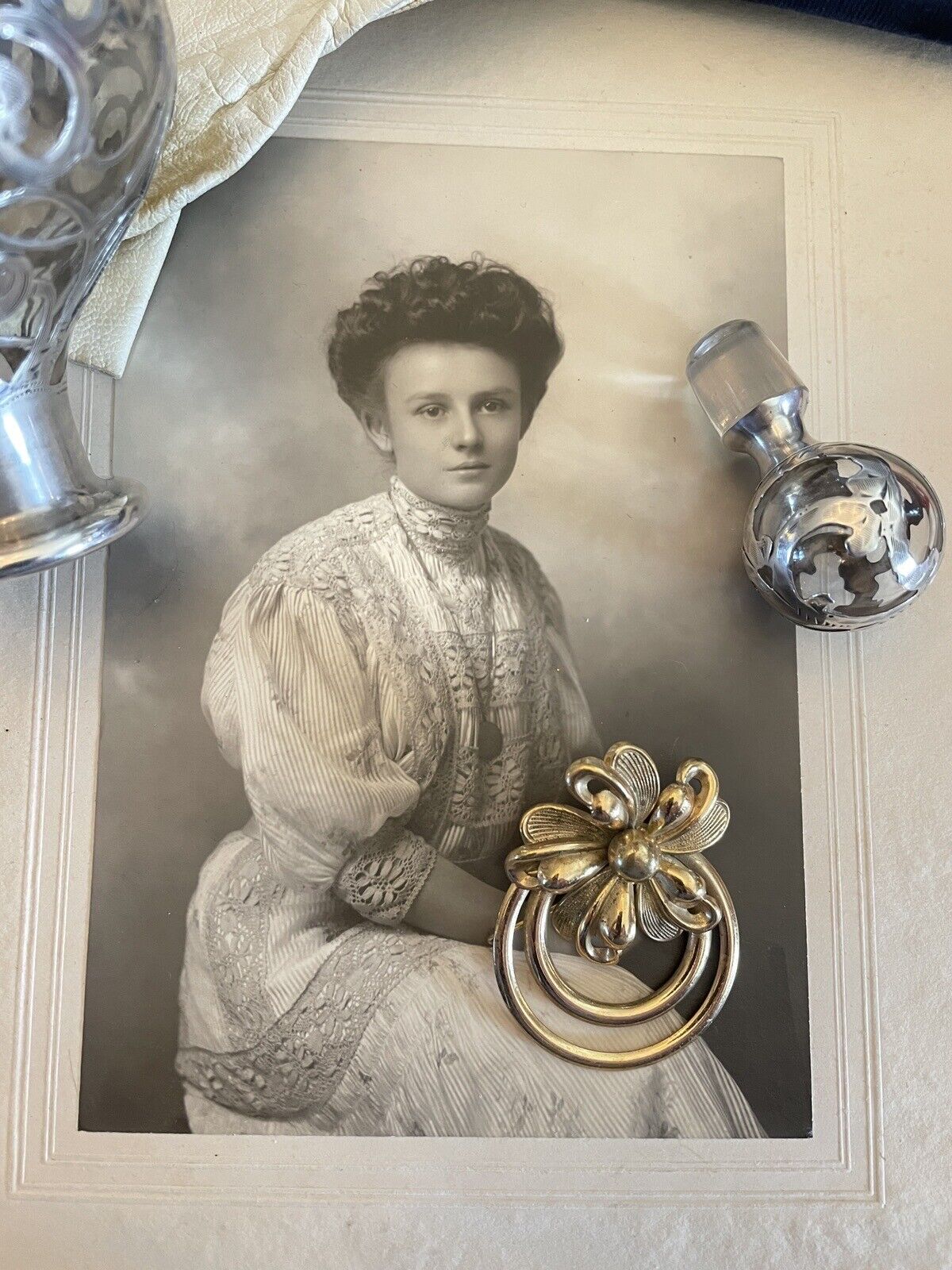 Vintage Goldtone Flower With Rings Brooch