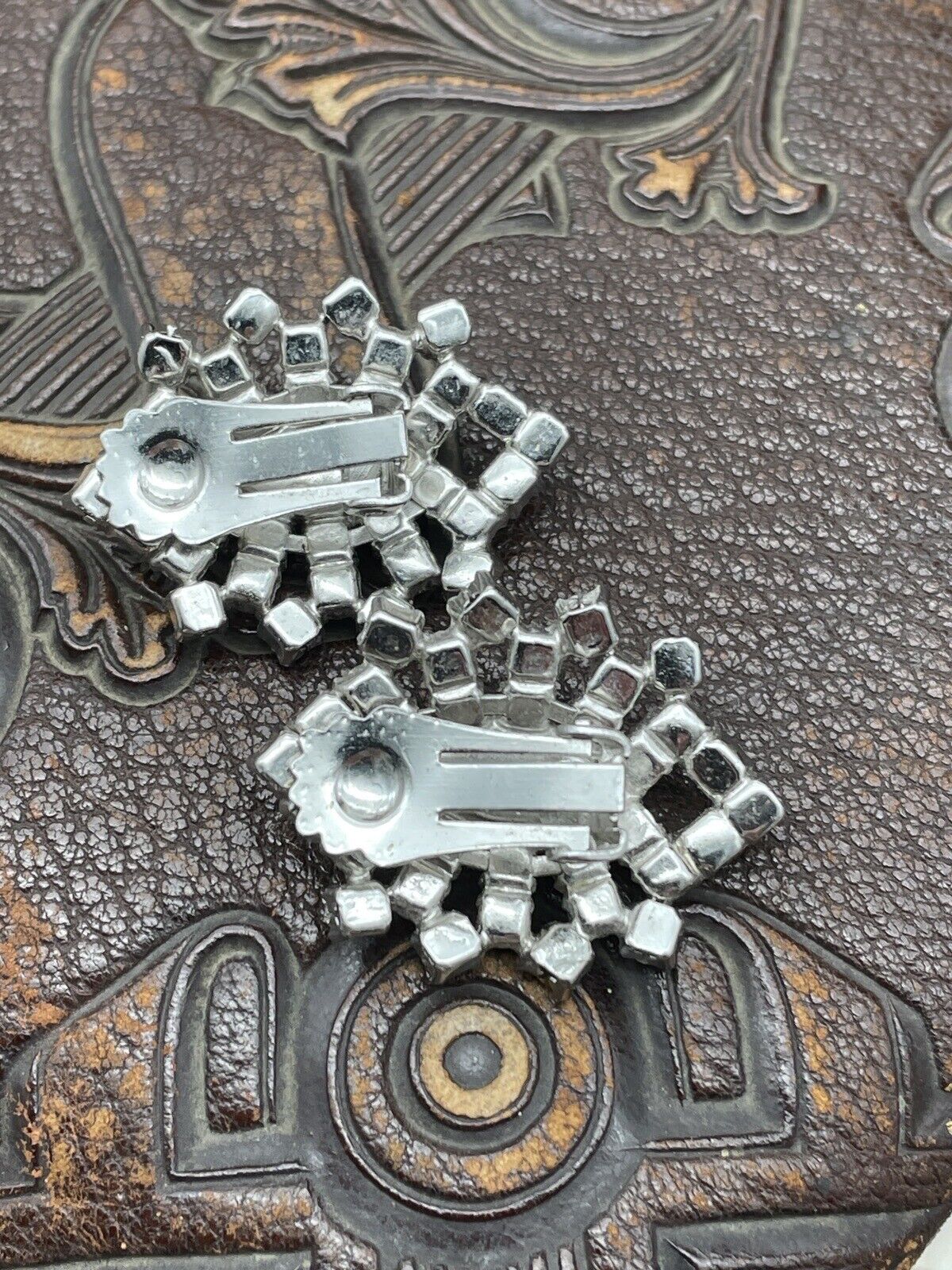 Vintage Rhinestone Earrings Multifaceted Clear Rhinestones