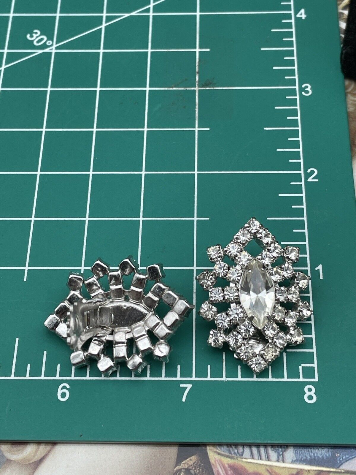 Vintage Rhinestone Earrings Multifaceted Clear Rhinestones