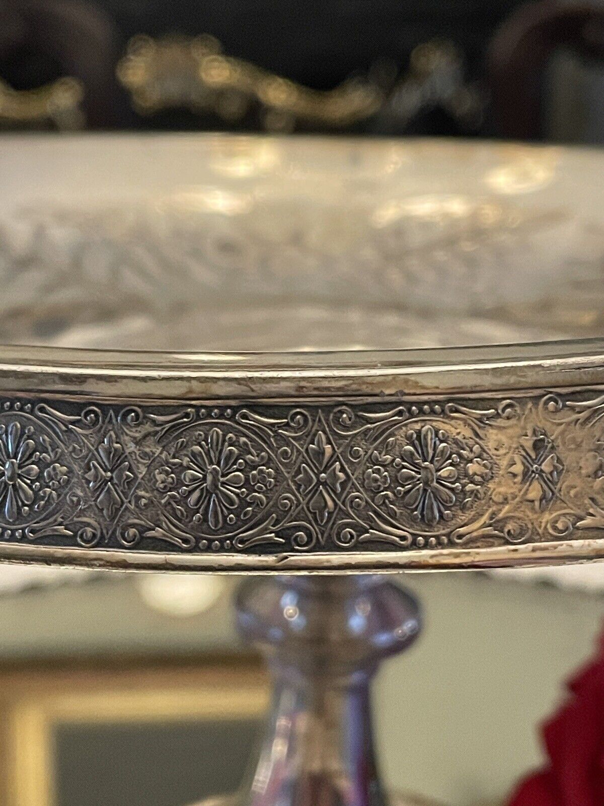 Antique Silverplate Bridal Basket Victorian Bird Motif Flowers & Fern