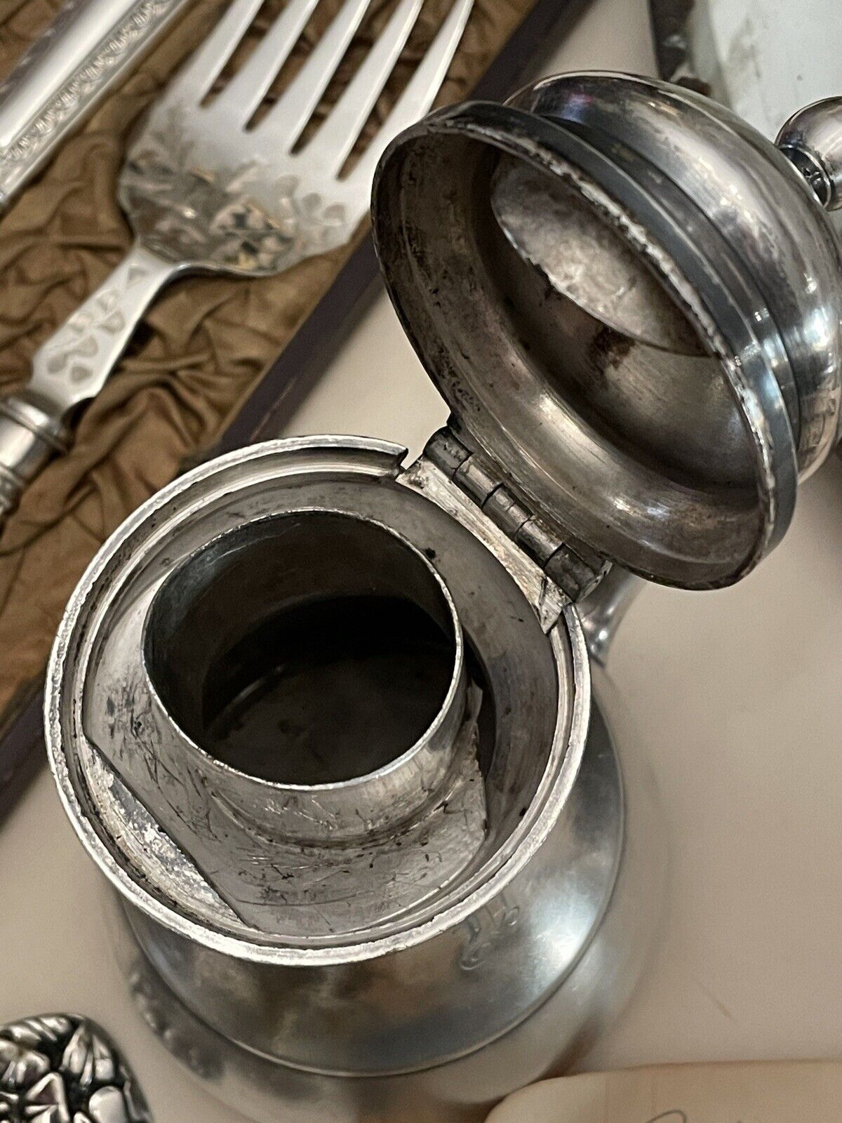 Victorian Syrup Pitcher Meriden B. Co. Quadruple Plate Monogram