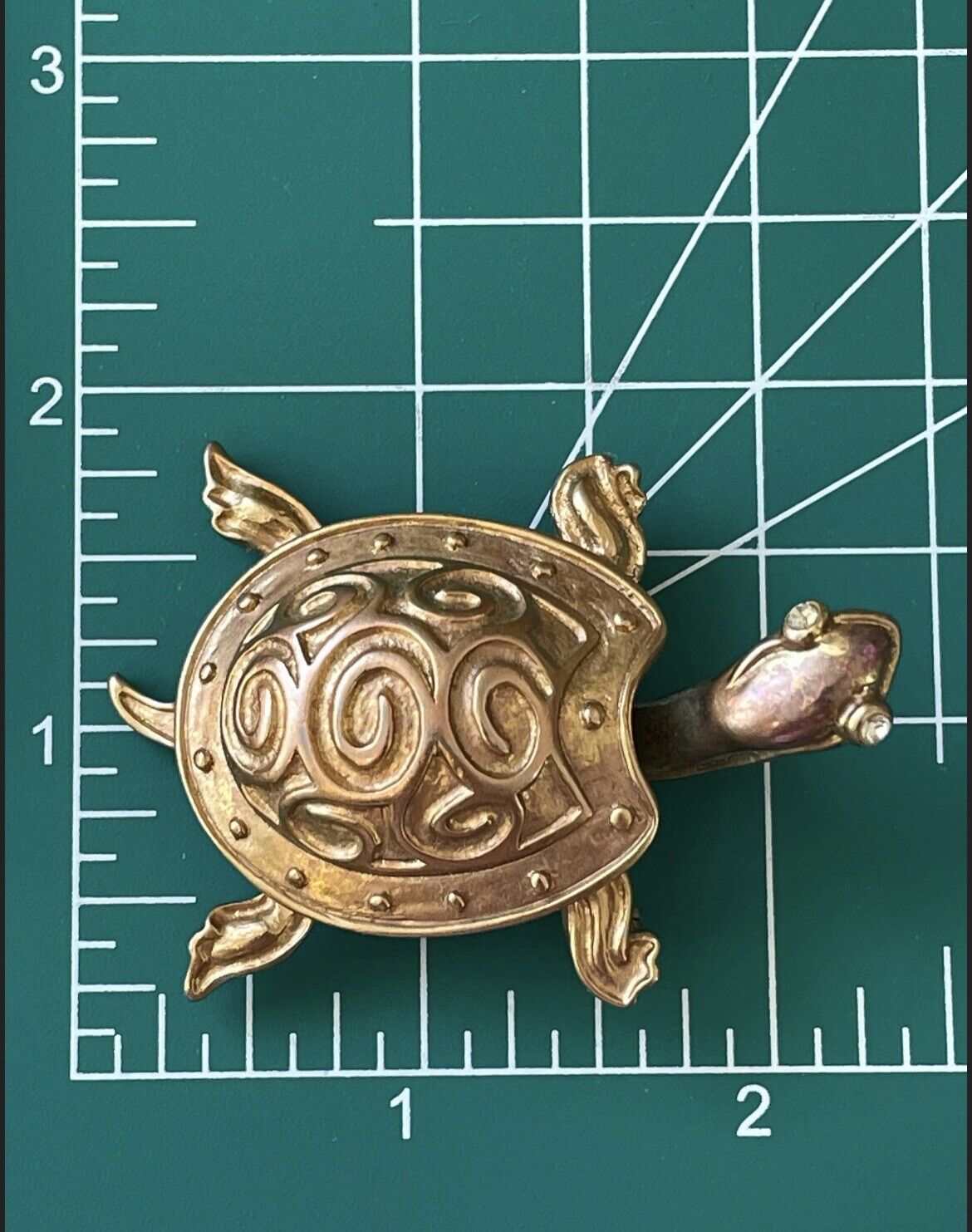 Vintage Turtle Trembler Brooch Goldtone 80s Fun Jewelry