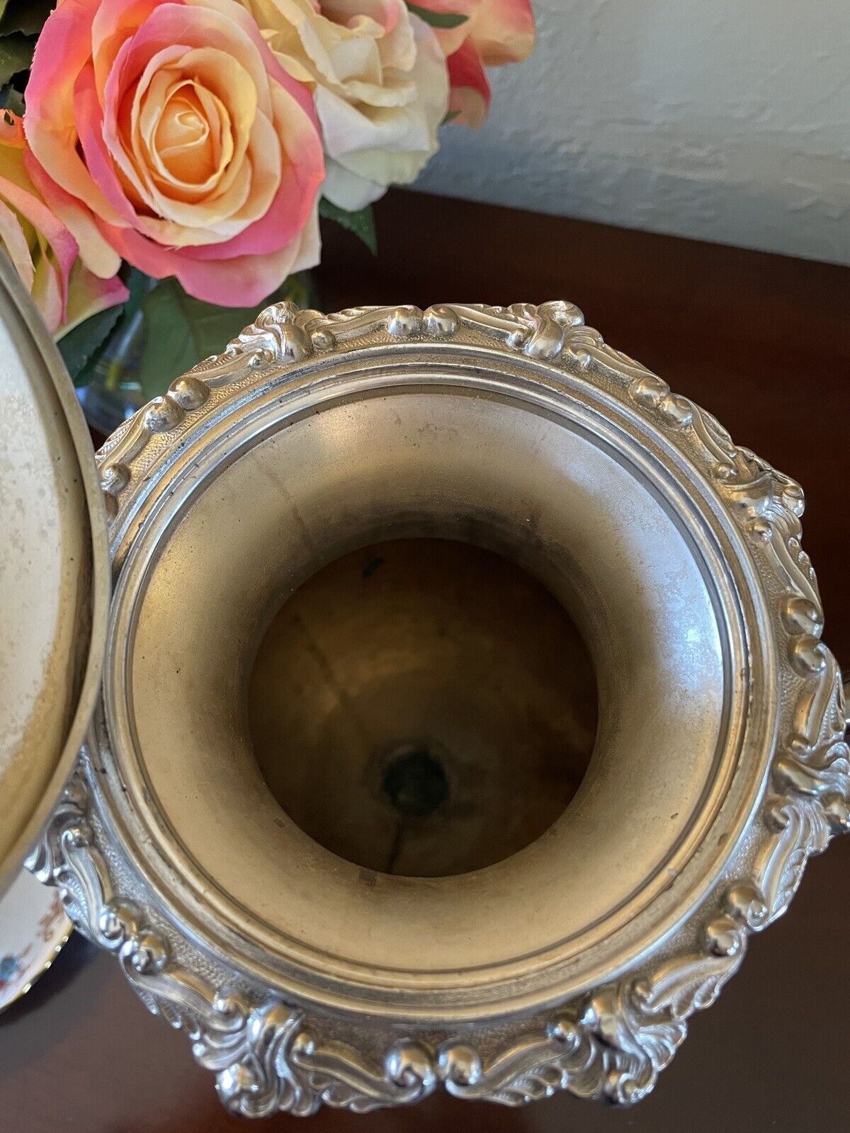 Large Lion Footed Silverplate Coffee Pot With Floral Finial VINTAGE