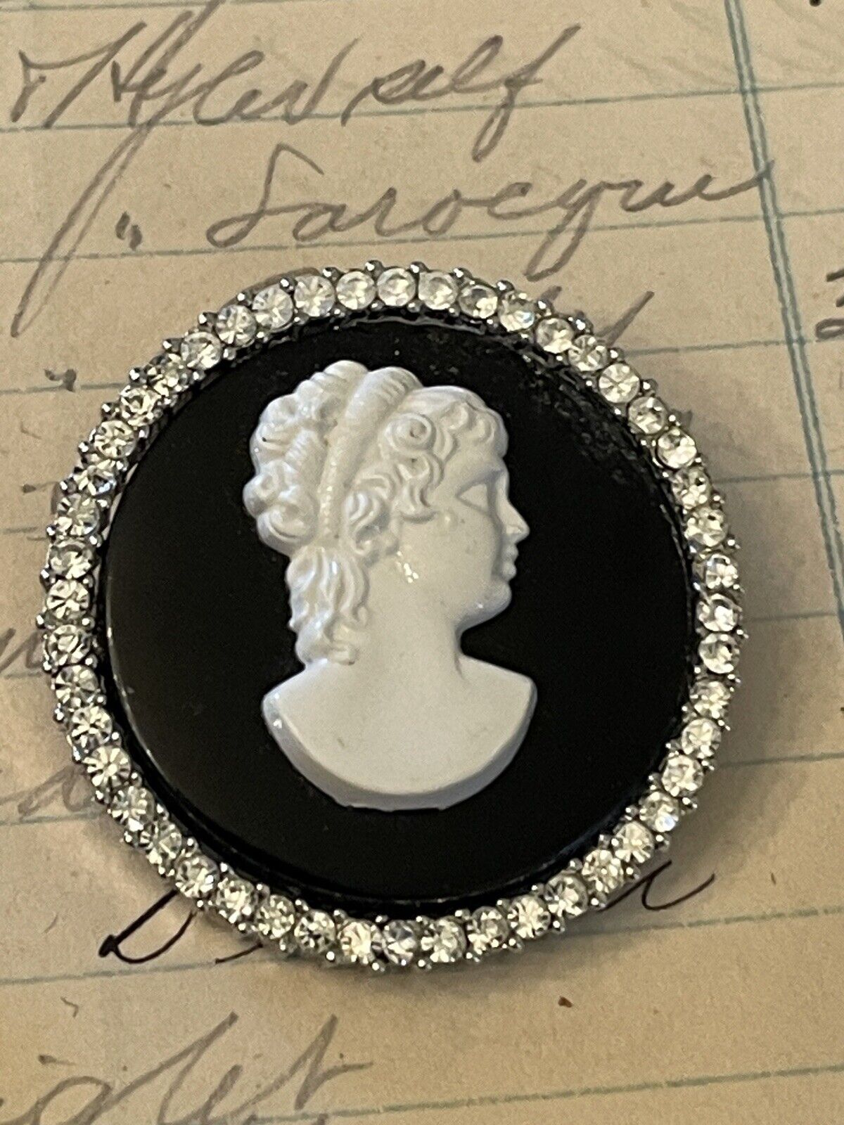 Black Cameo Lot With Black Victorian Style Bracelet GOTHIC Vintage