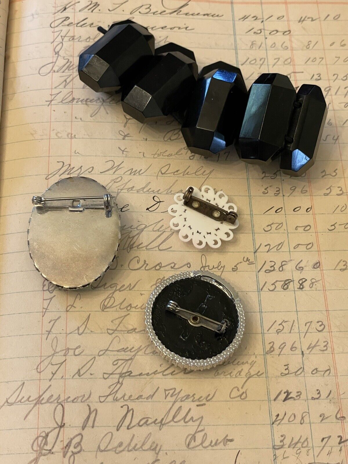 Black Cameo Lot With Black Victorian Style Bracelet GOTHIC Vintage