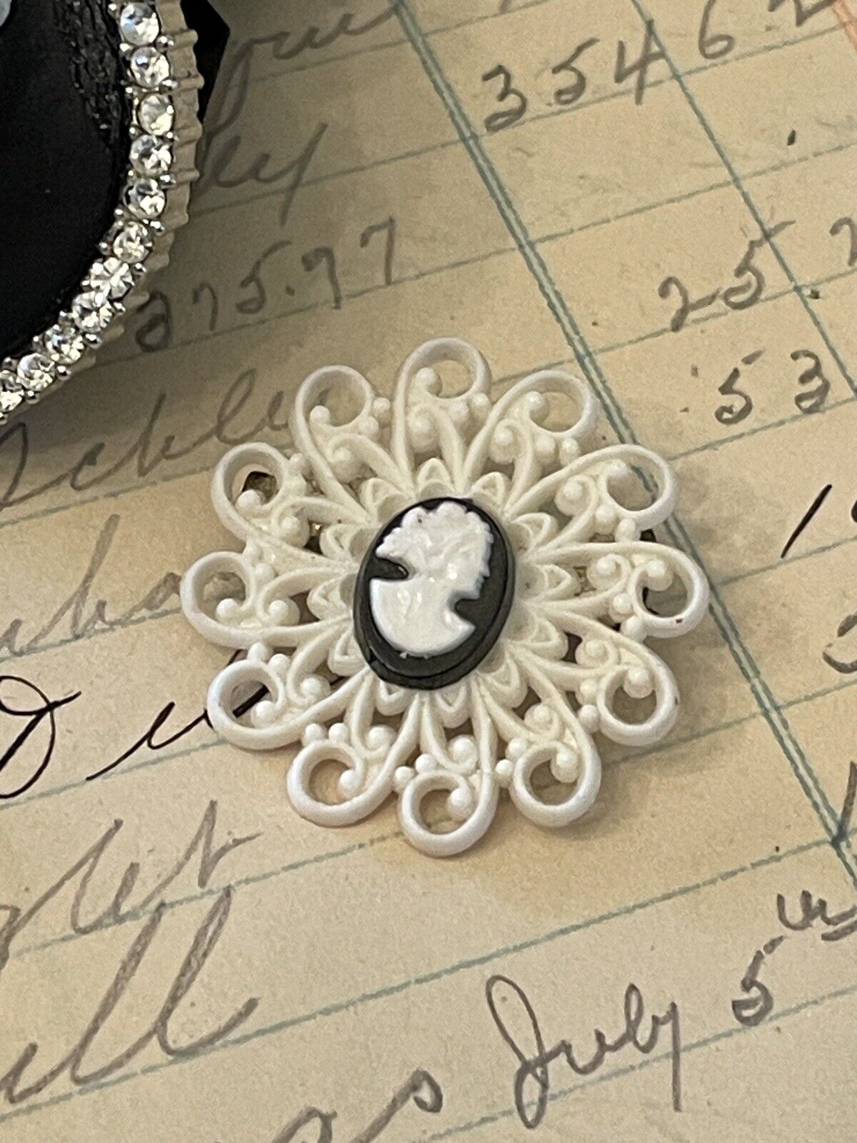 Black Cameo Lot With Black Victorian Style Bracelet GOTHIC Vintage