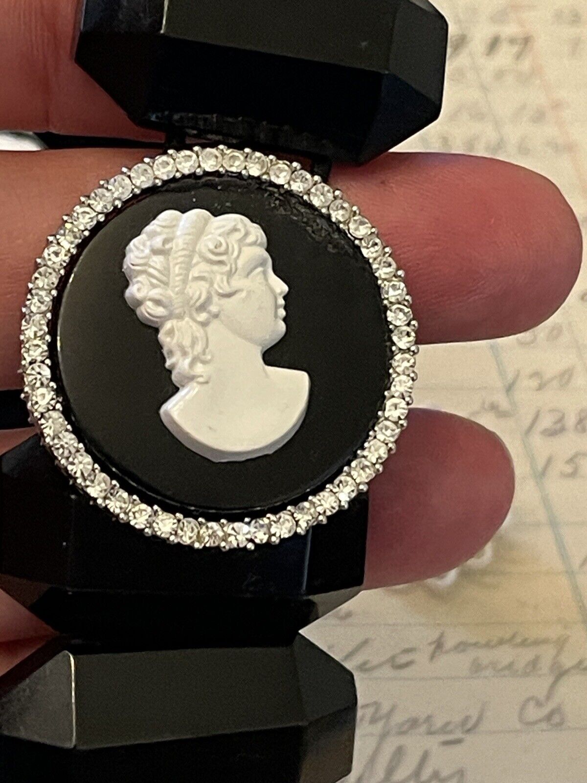 Black Cameo Lot With Black Victorian Style Bracelet GOTHIC Vintage
