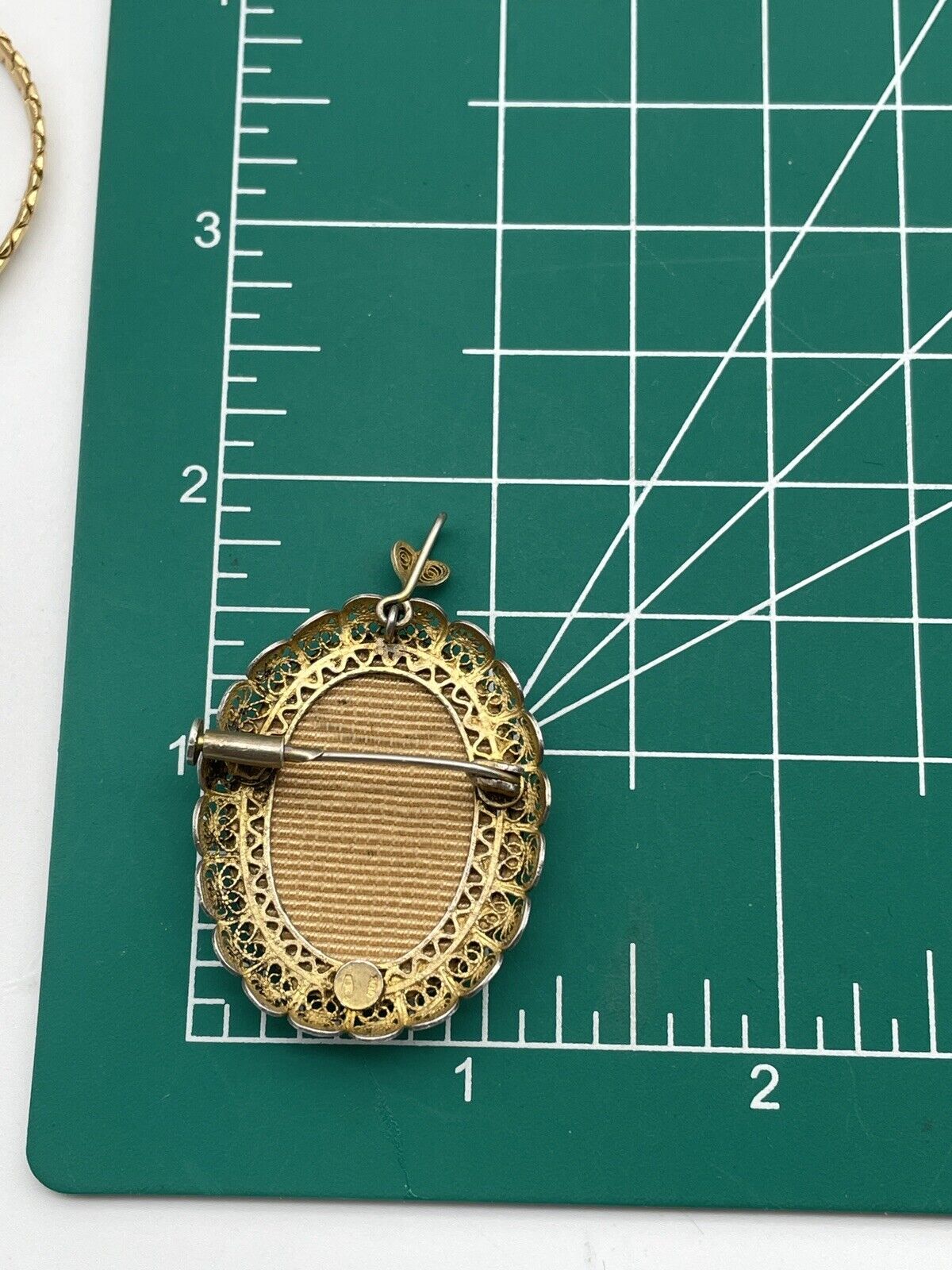 Antique Hand Painted Miniature Brooch Pendant 800 Silver Lace Filigree