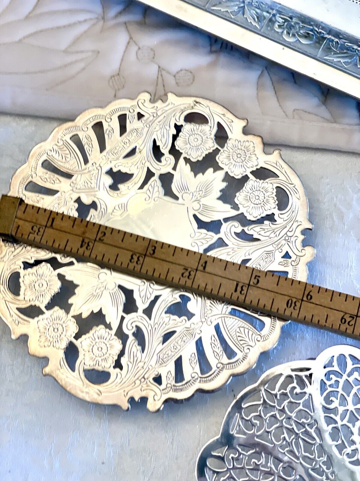 Trivet Reticulated & Chased By WALLACE Silverplated Substantial