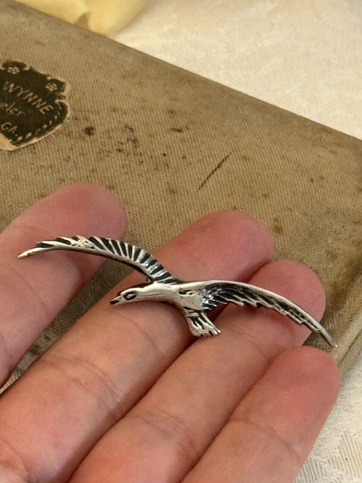 Silver Seagull Brooch Pin Signed MEXICO SILVER