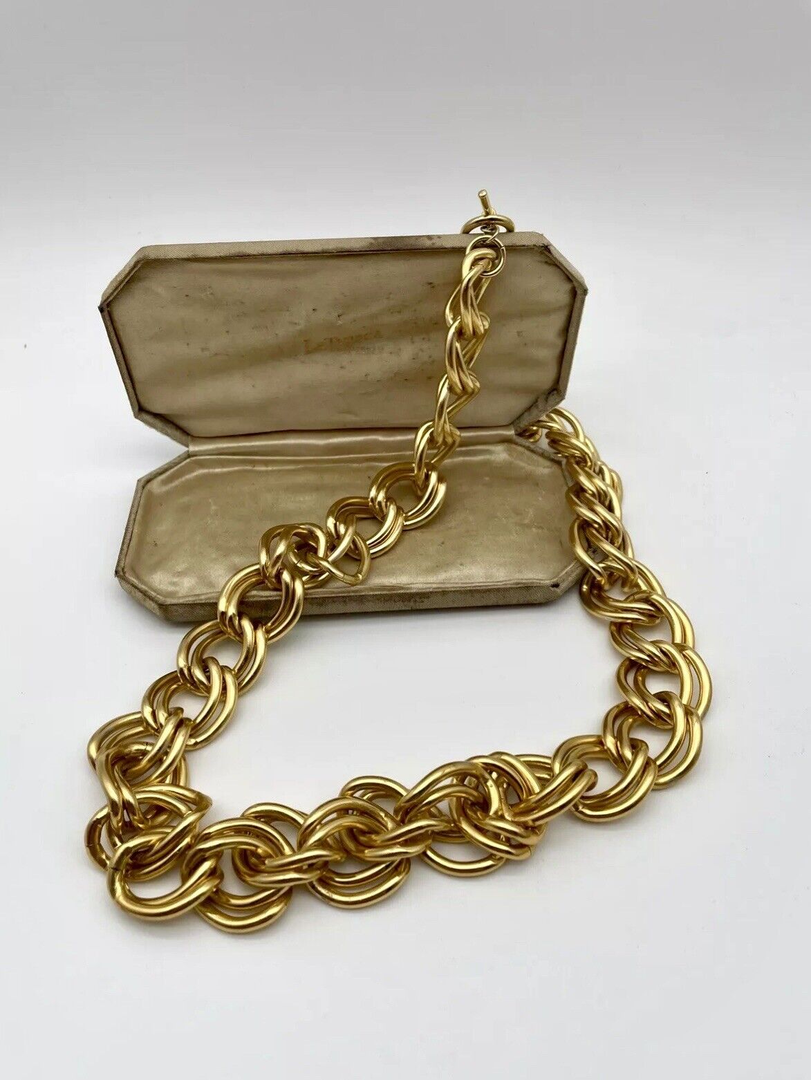 Goldtone Metal Double Link CHUNKY Chain Necklace 30"L