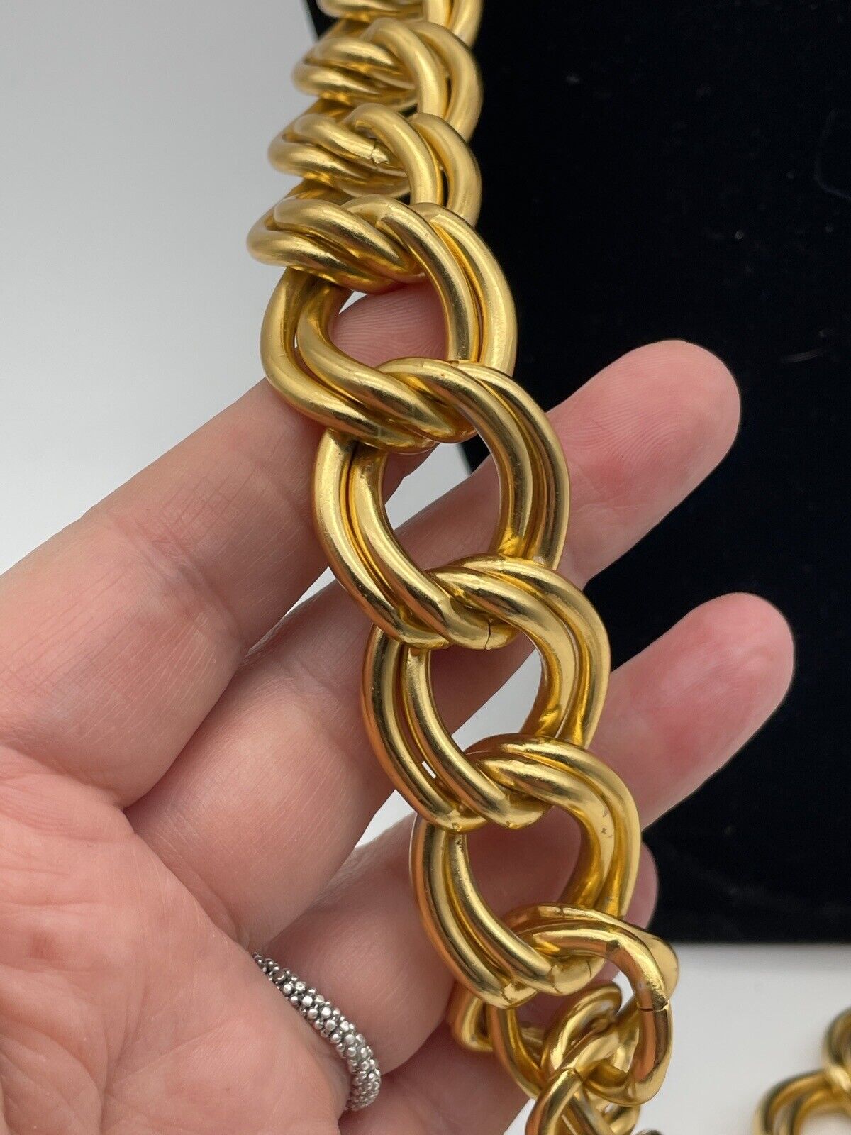 Goldtone Metal Double Link CHUNKY Chain Necklace 30"L