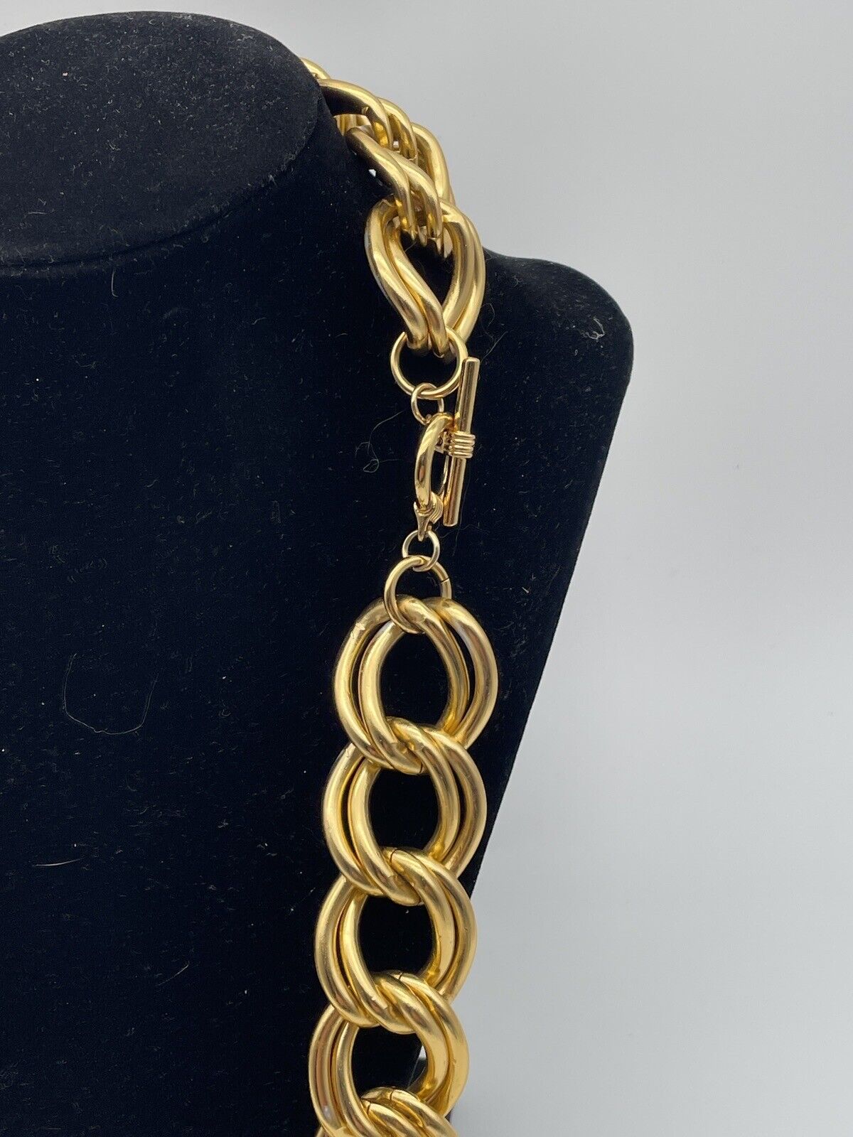 Goldtone Metal Double Link CHUNKY Chain Necklace 30"L