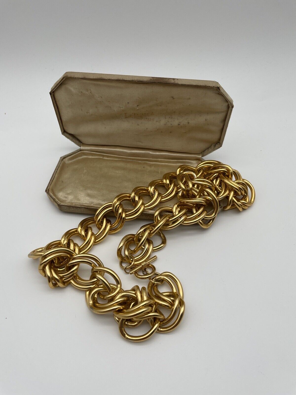 Goldtone Metal Double Link CHUNKY Chain Necklace 30"L