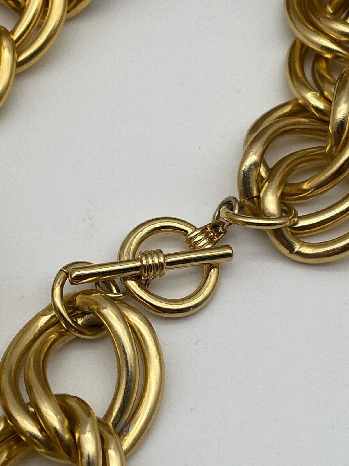 Goldtone Metal Double Link CHUNKY Chain Necklace 30"L