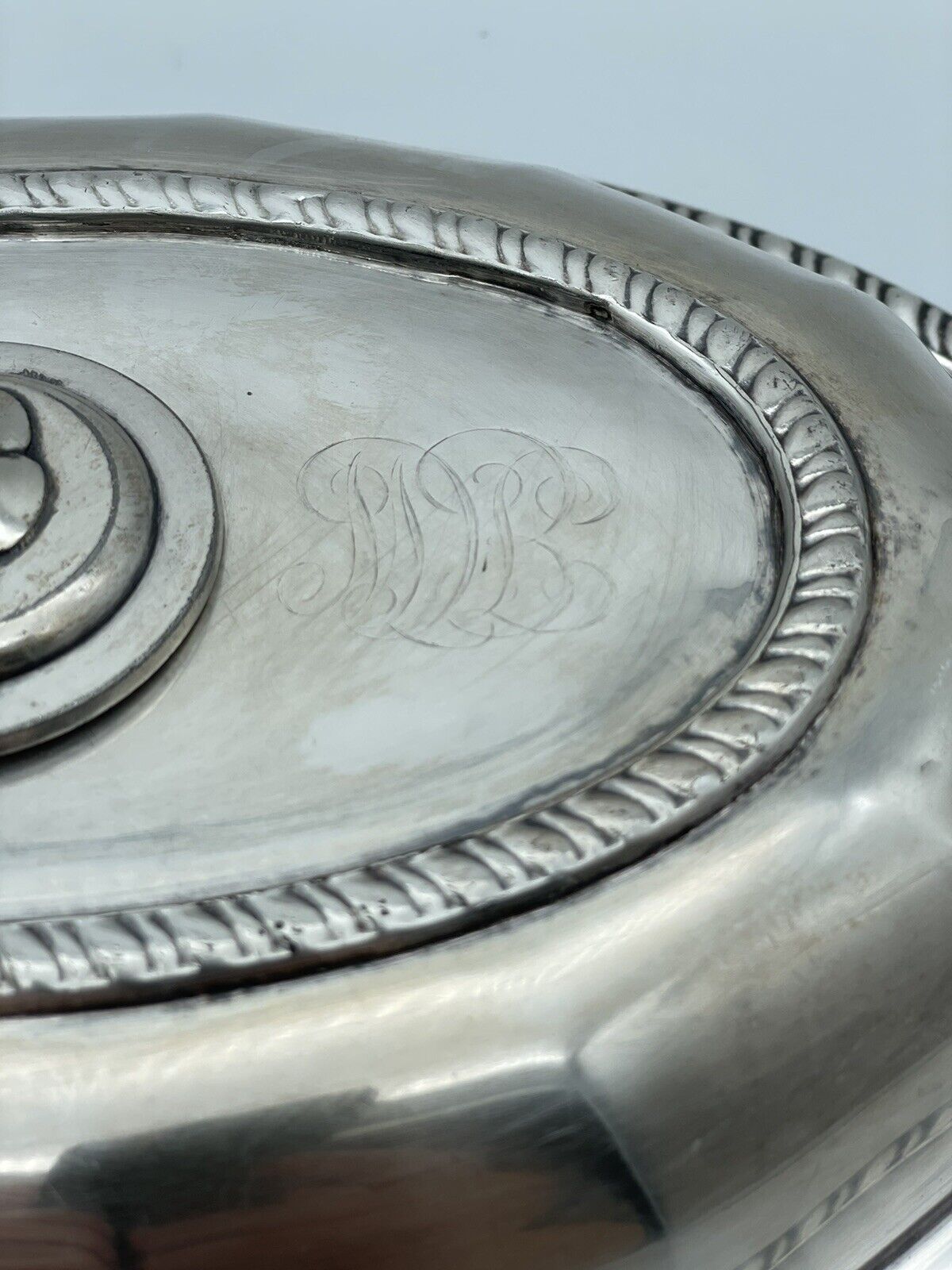 Antique Silver Plated Lidded Entree Serving Dish Monogramed