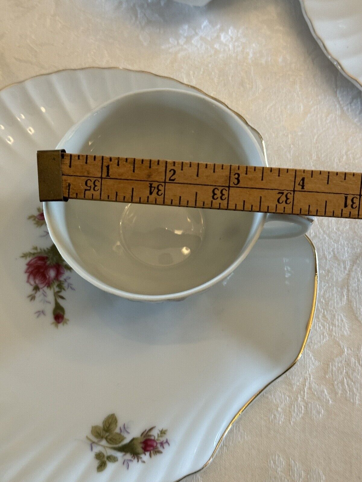 Vintage Moss Rose Snack Set 1 X Cup & Plate Shell Shape