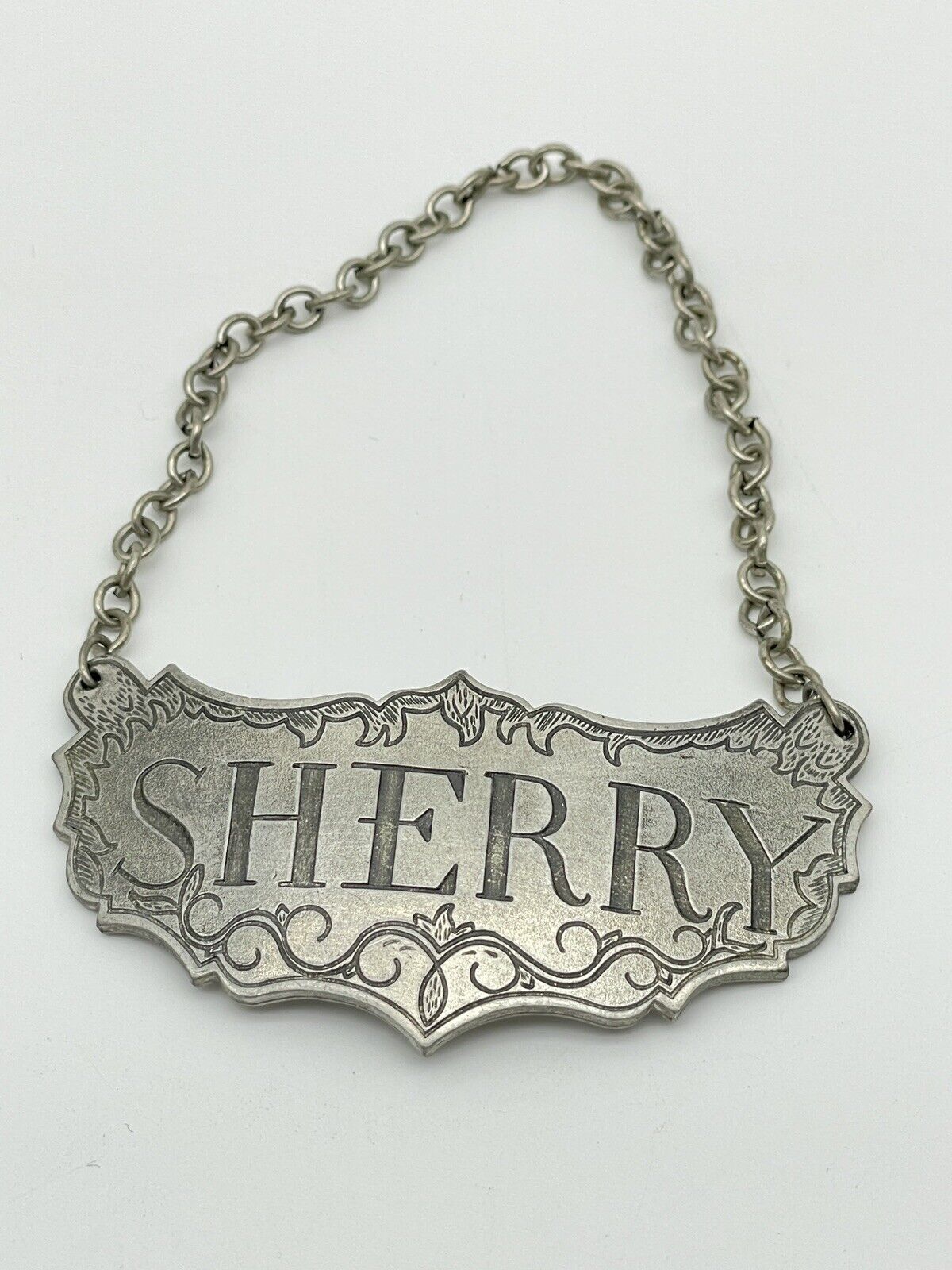 STIEFF Pewter Sherry Hanging Decanter Label Historic Newport APPROVED
