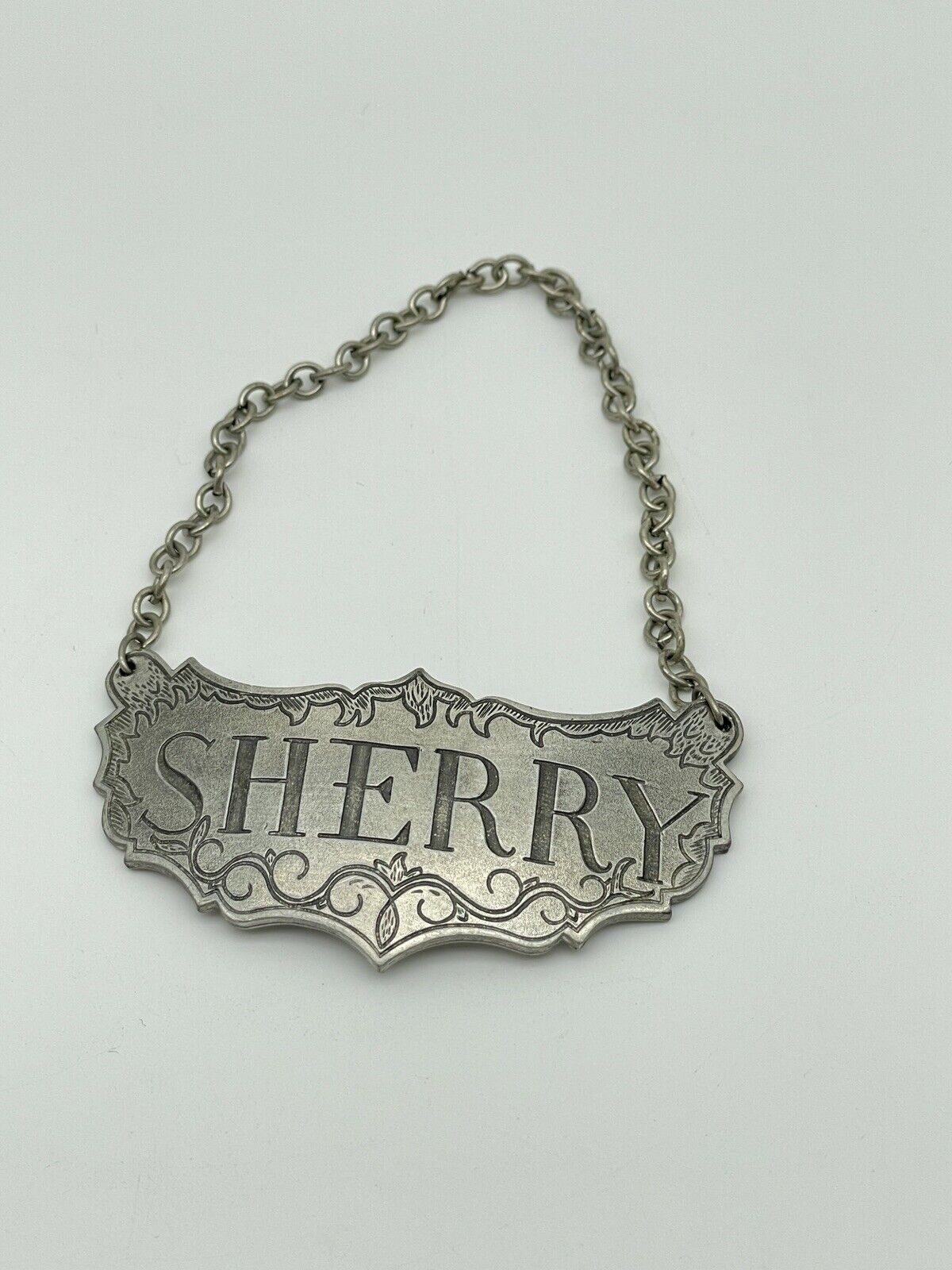 STIEFF Pewter Sherry Hanging Decanter Label Historic Newport APPROVED