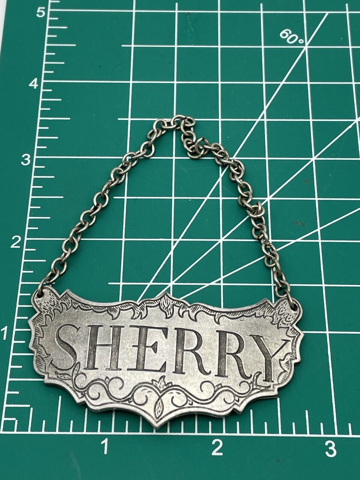 STIEFF Pewter Sherry Hanging Decanter Label Historic Newport APPROVED