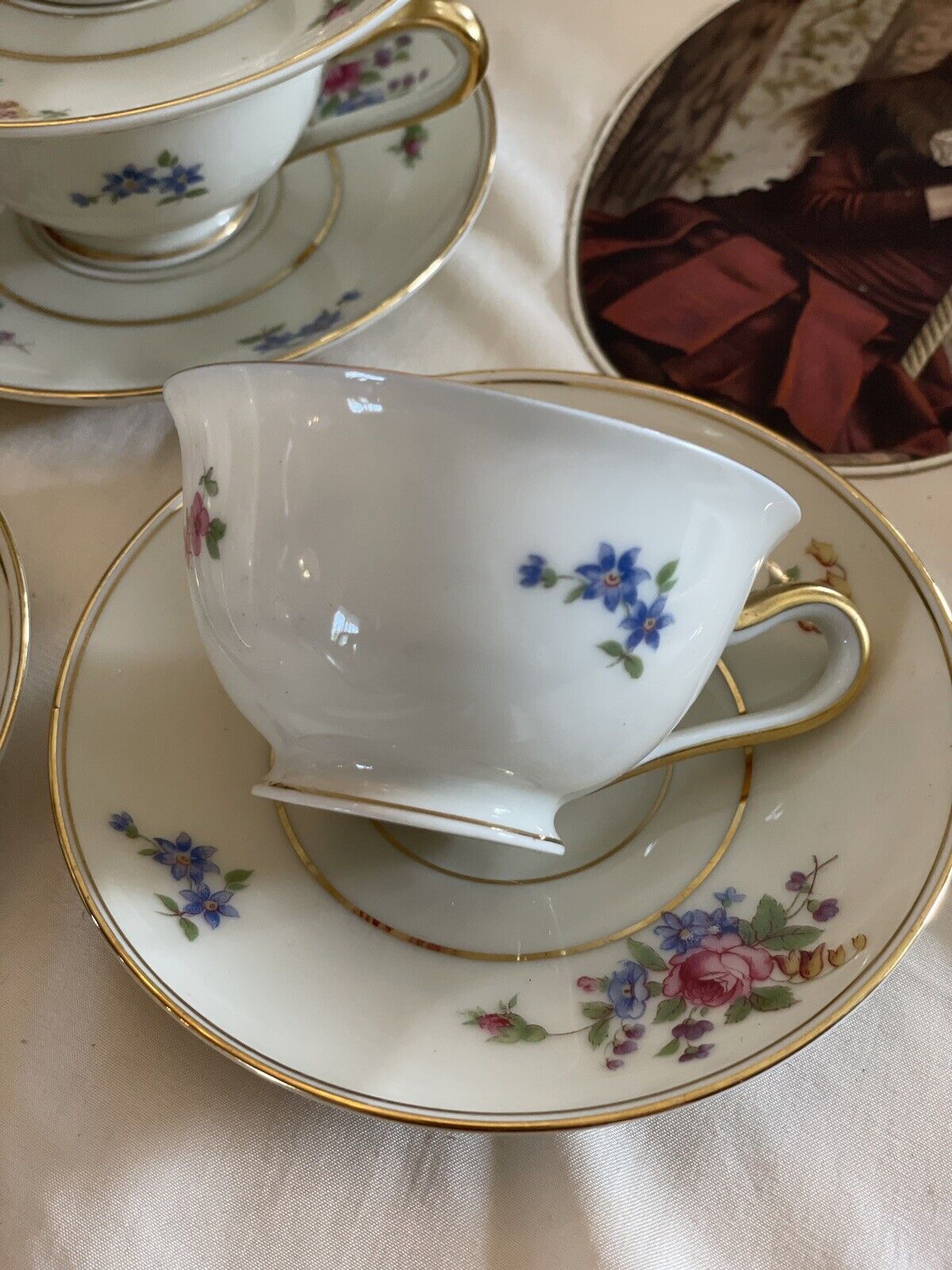 4 Espresso Cups & Saucers Demitasse Tirschenreuth The Queens Rose