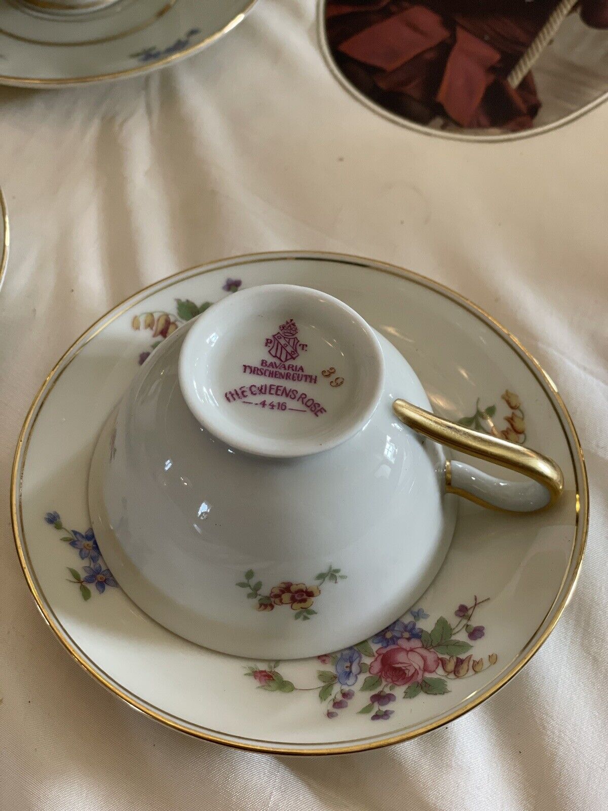 4 Espresso Cups & Saucers Demitasse Tirschenreuth The Queens Rose