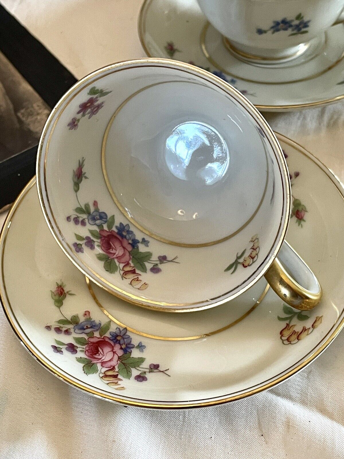 4 Espresso Cups & Saucers Demitasse Tirschenreuth The Queens Rose