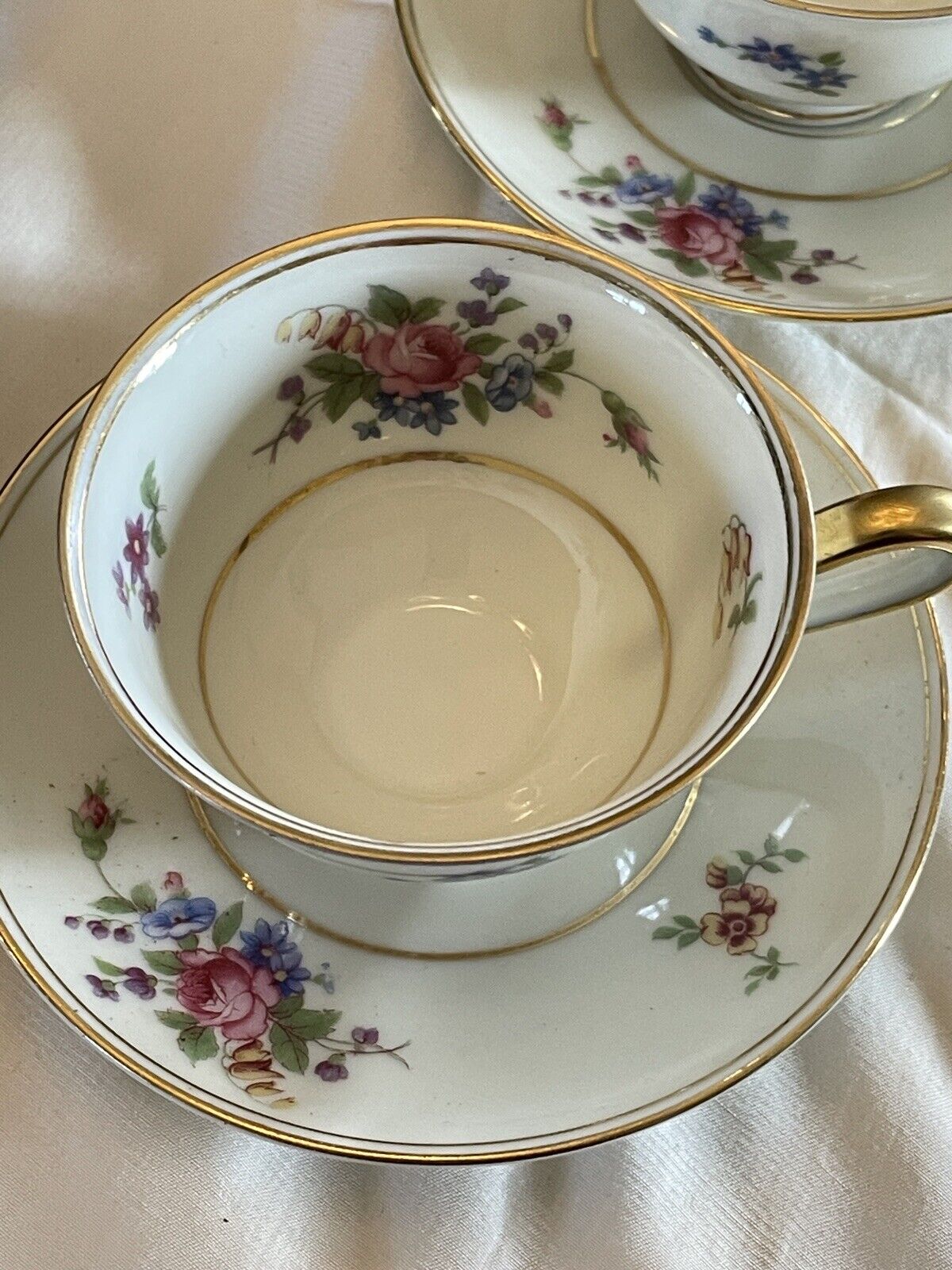4 Espresso Cups & Saucers Demitasse Tirschenreuth The Queens Rose