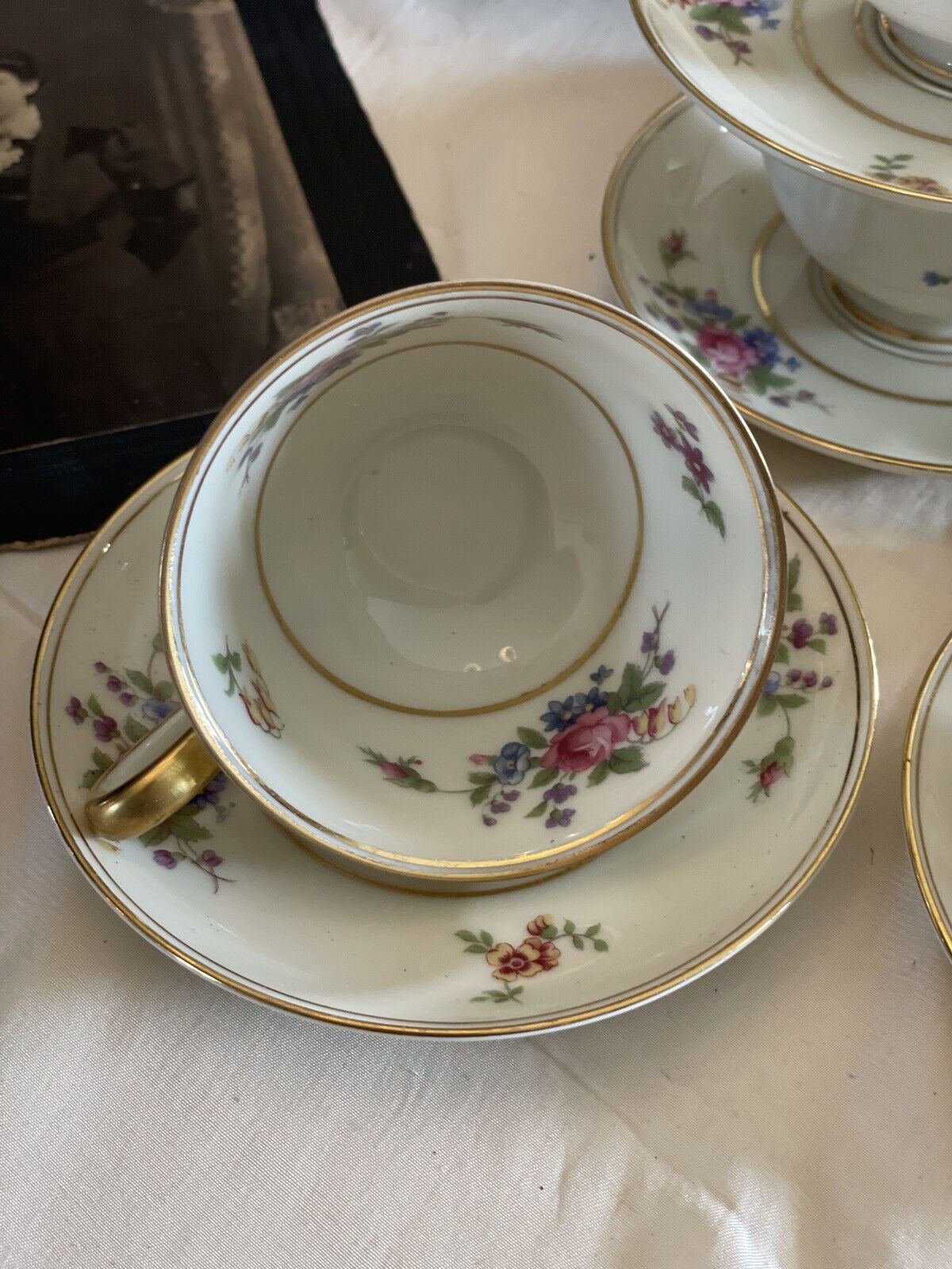 4 Espresso Cups & Saucers Demitasse Tirschenreuth The Queens Rose