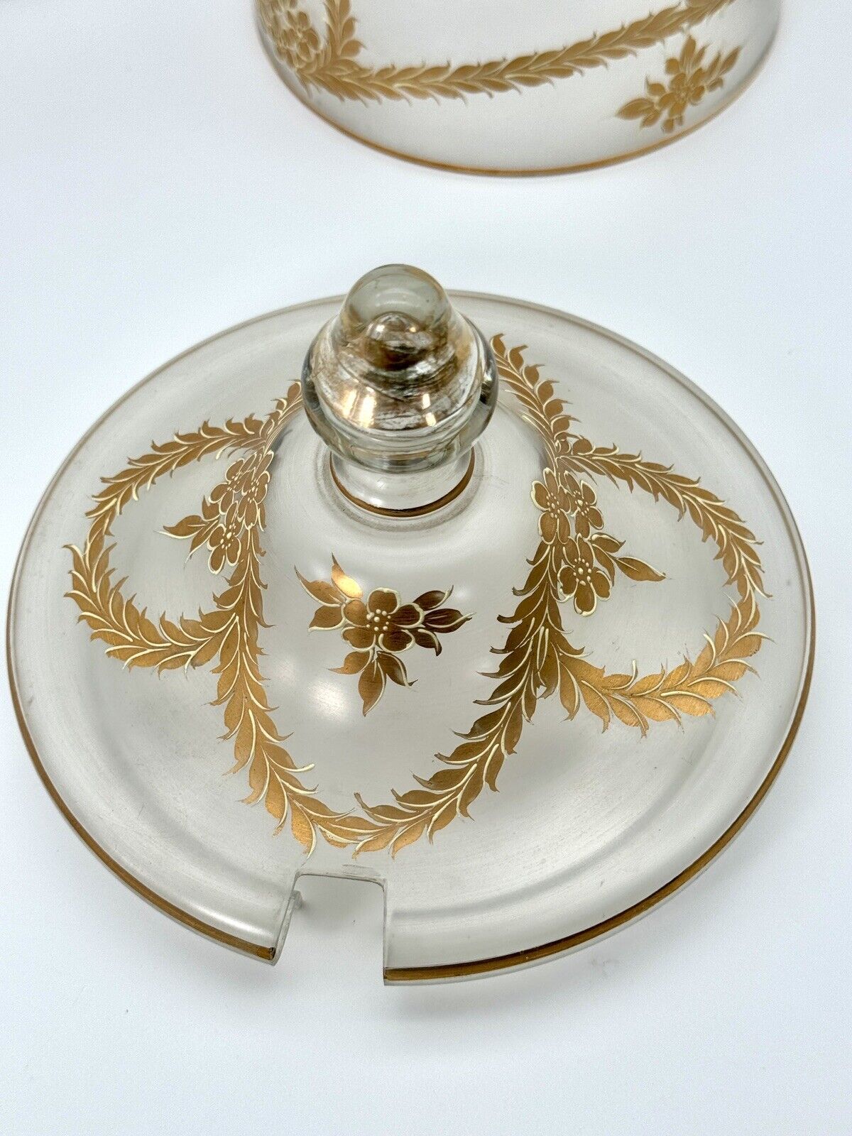 French ANTIQUE Style Opaque Glass Compote Dessert Service 6 Pieces Hand Painted