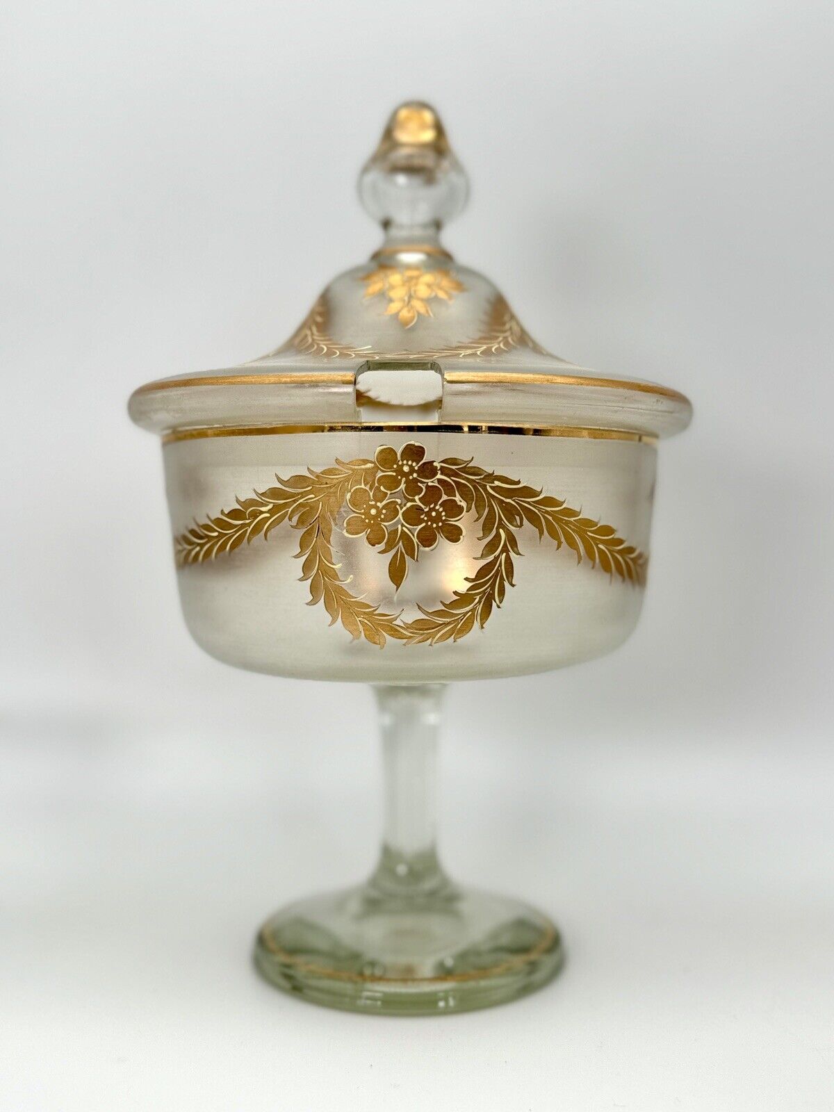 French ANTIQUE Style Opaque Glass Compote Dessert Service 6 Pieces Hand Painted